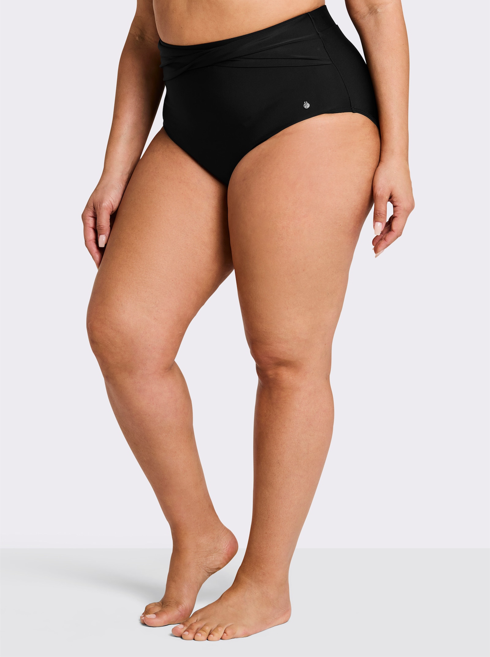 sheego Badehose mit Wickel-Detail und Shaping-Effekt - schwarz