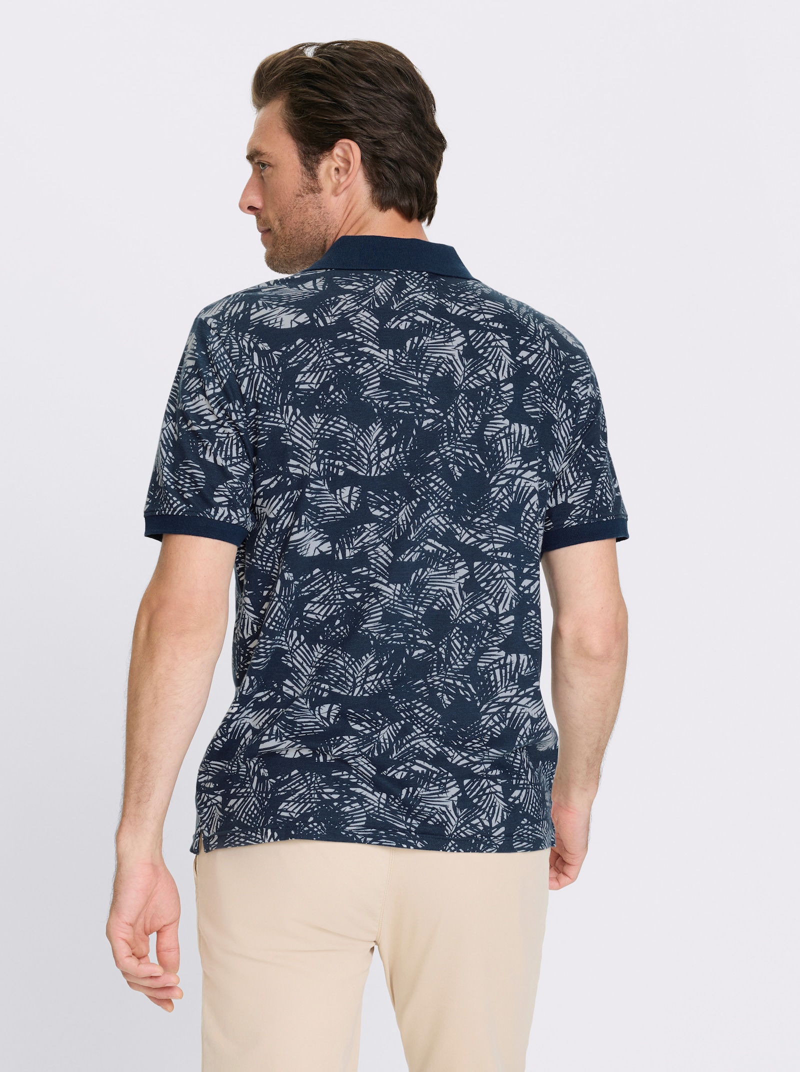 Catamaran Kurzarmshirt mit floralem Allover-Muster - dunkelblau-weiß-gemustert