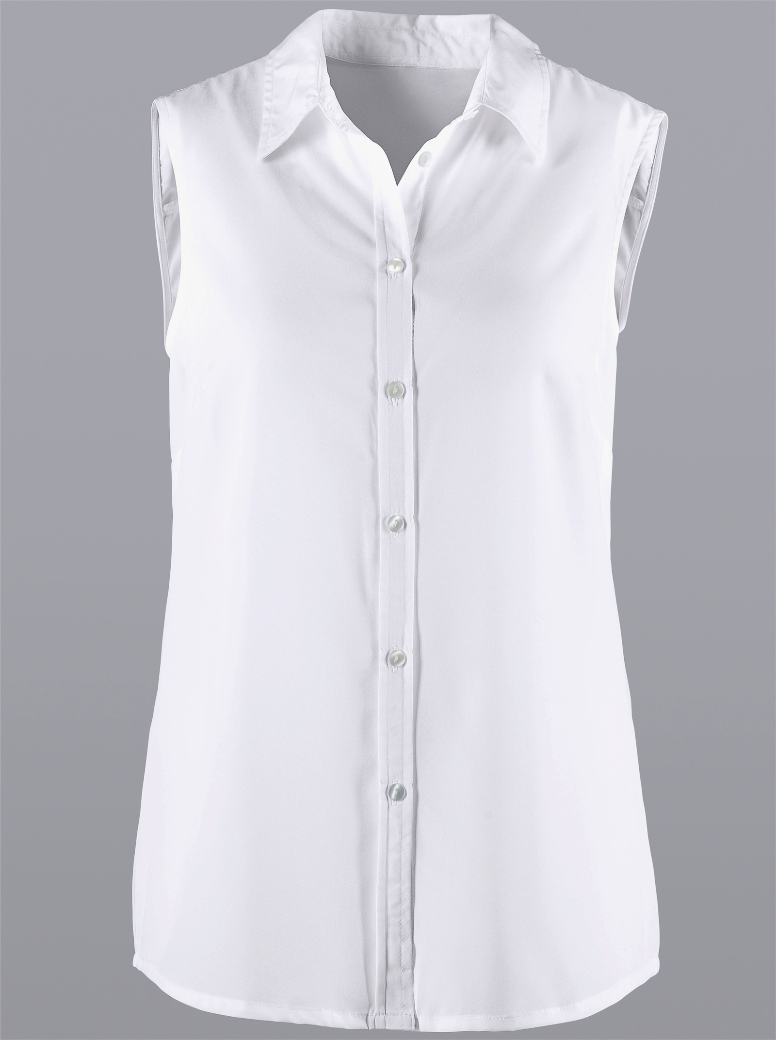 Ärmellose Bluse mit Hemdkragen - weiss