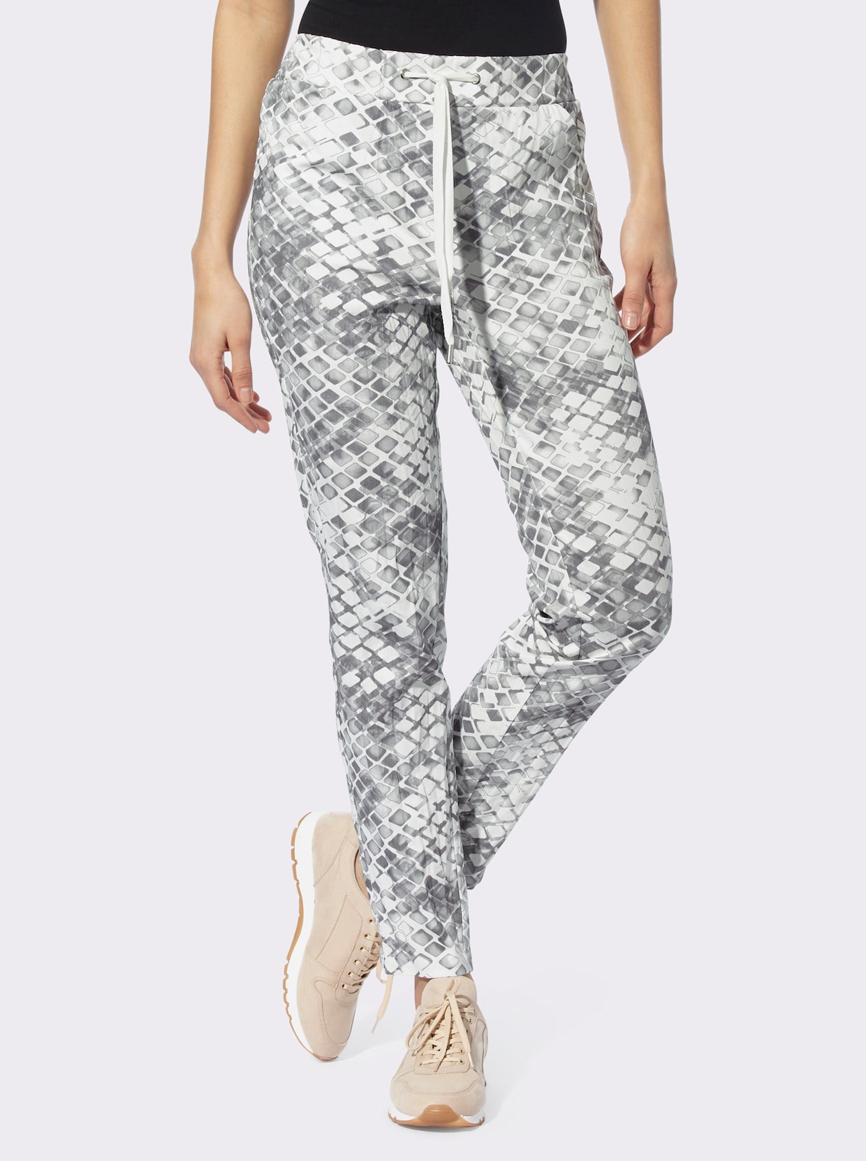 heine Pantalon imprimé - gris clair-blanc imprimé