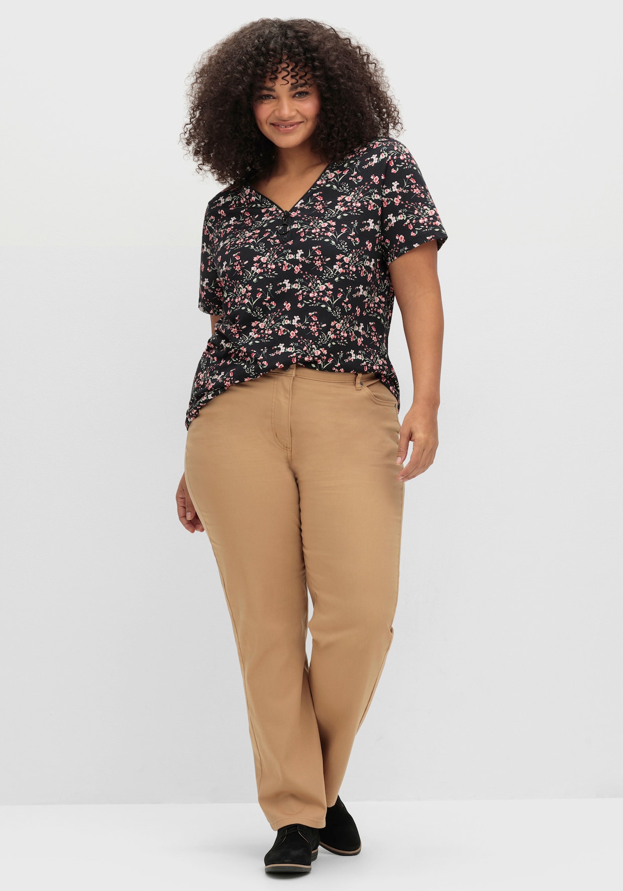 5-Pocket-Jeans mit Stickerei-Motiv - camel