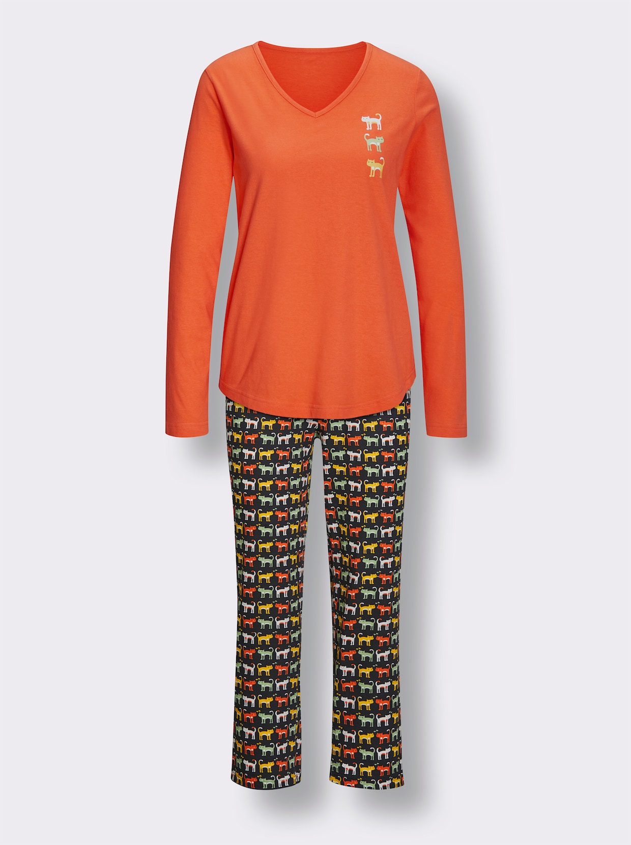 wäschepur Schlafanzug - orange-schwarz-bedruckt