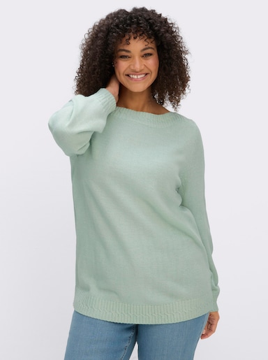 sheego Strickpullover mit U-Boot-Ausschnitt - zartmint-meliert