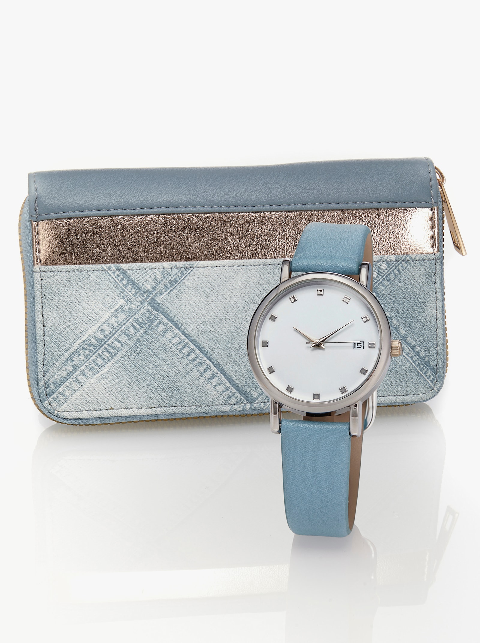 Peněženka + hodinky - modrá