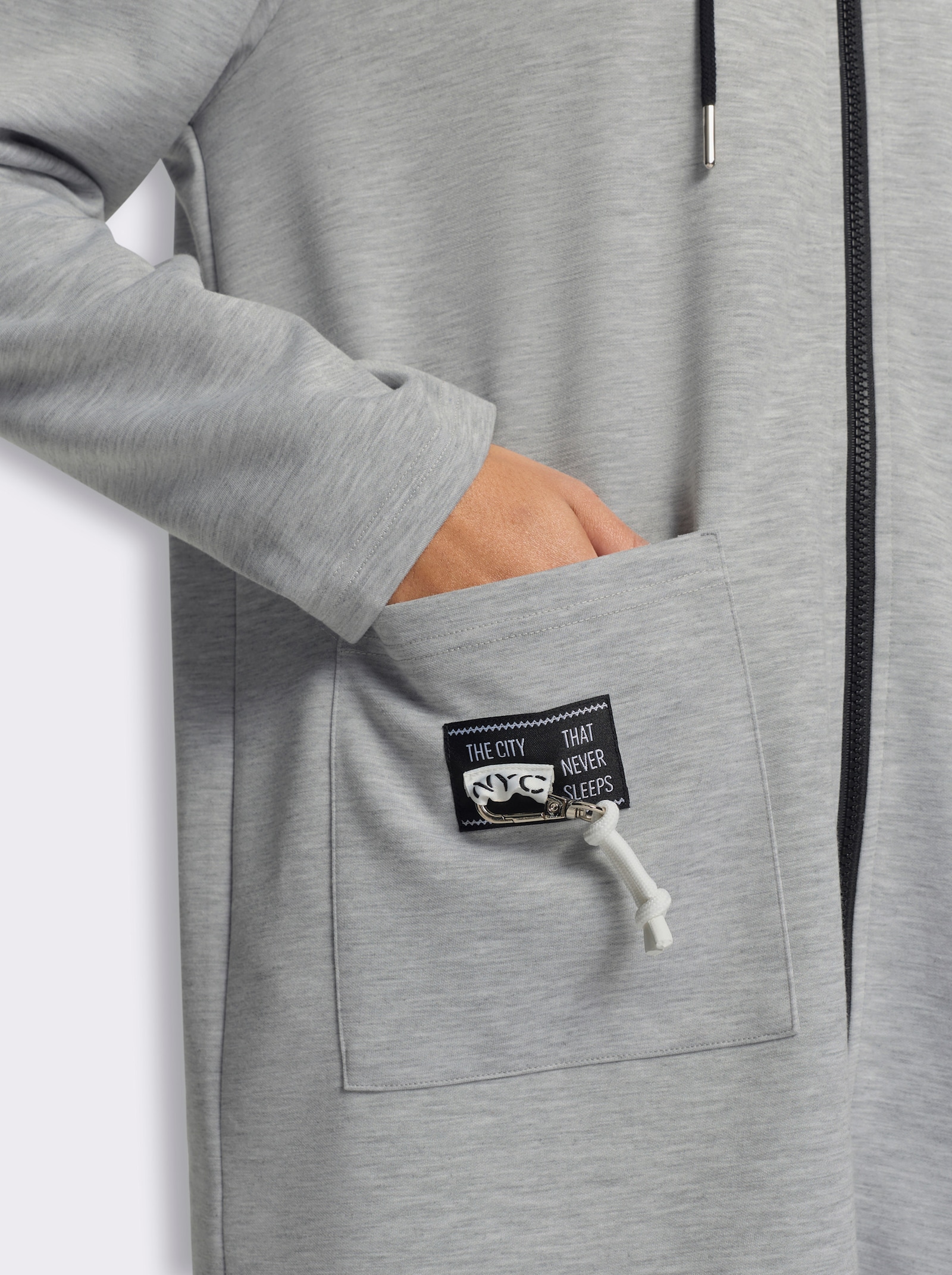 heine Shirtjacke mit Patches - grau-meliert