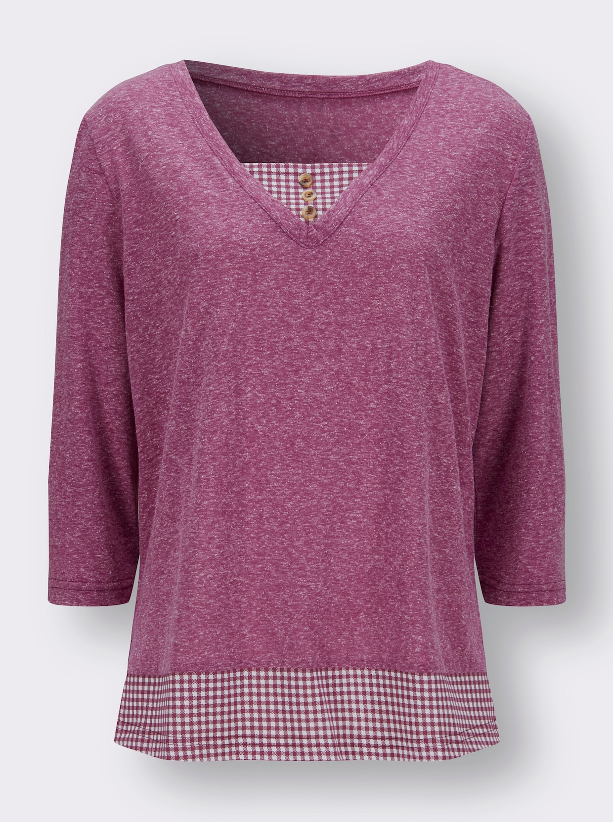 2-in-1-Shirt - bordeaux-meliert