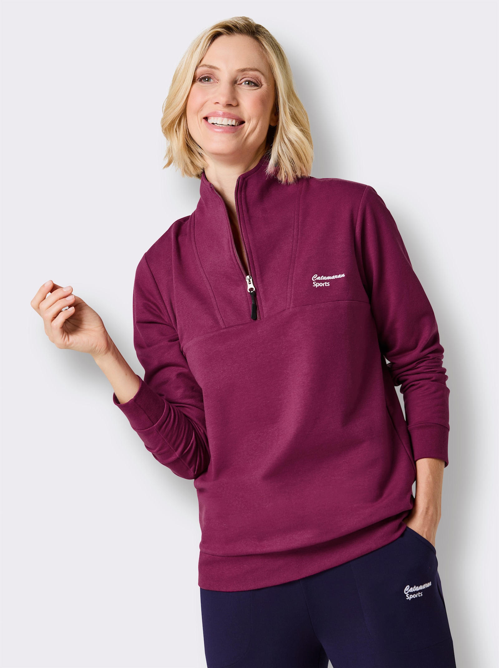 Catamaran Sports Sweatshirt mit Troyerkragen - malve