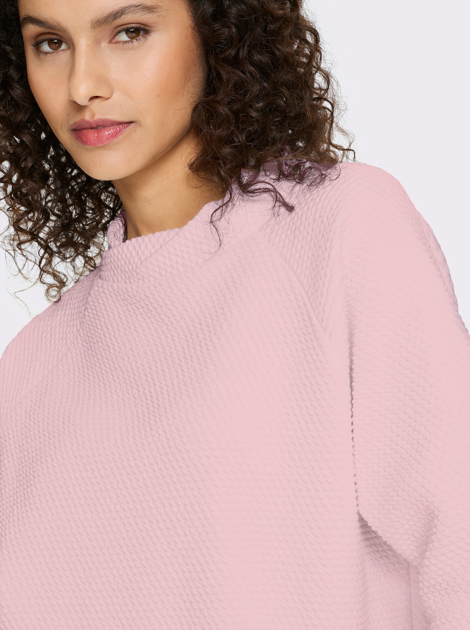 heine Stehkragenshirt mit Waffelstruktur - hellrosé