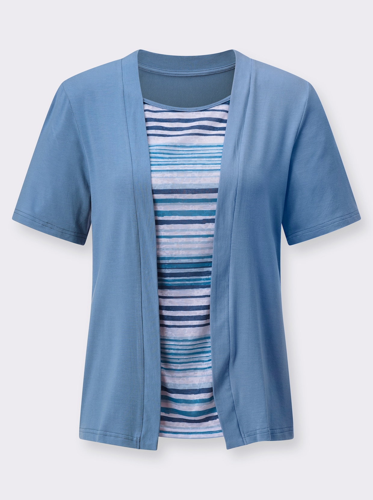 2-in-1-shirt - middenblauw