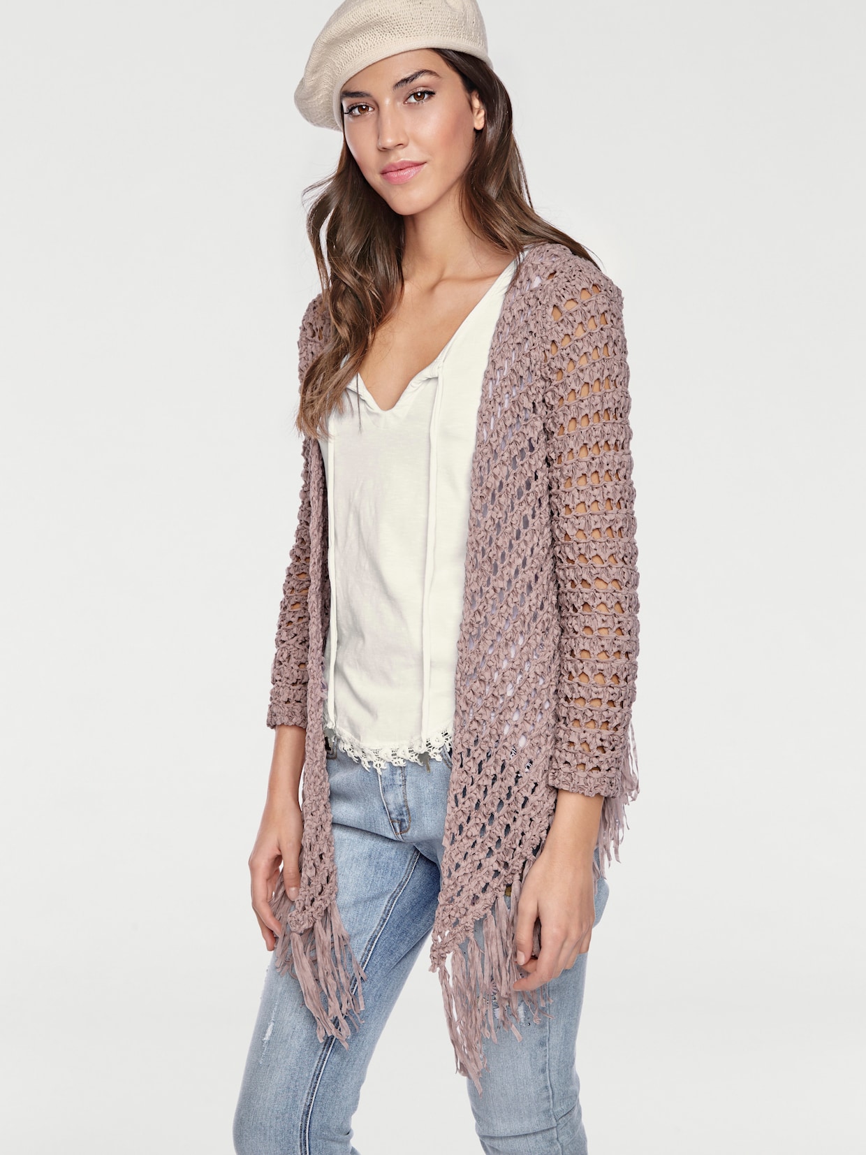 heine veste en tricot - rose