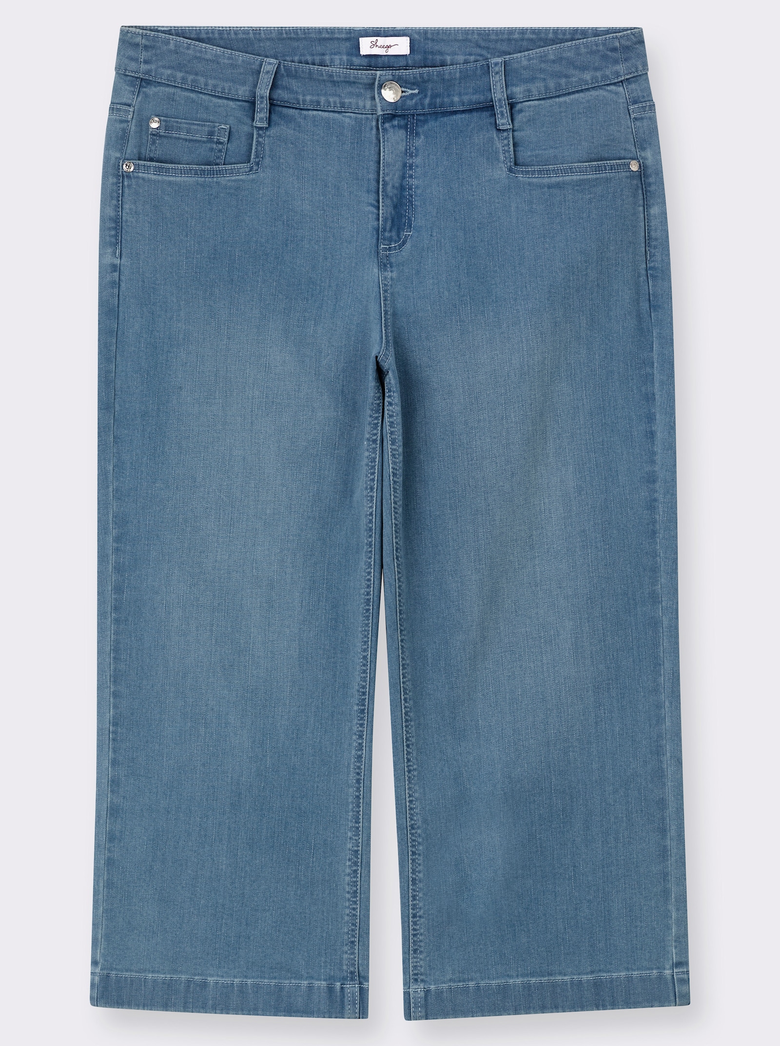 sheego 7/8-Jeans mit weitem Bein - blue-bleached