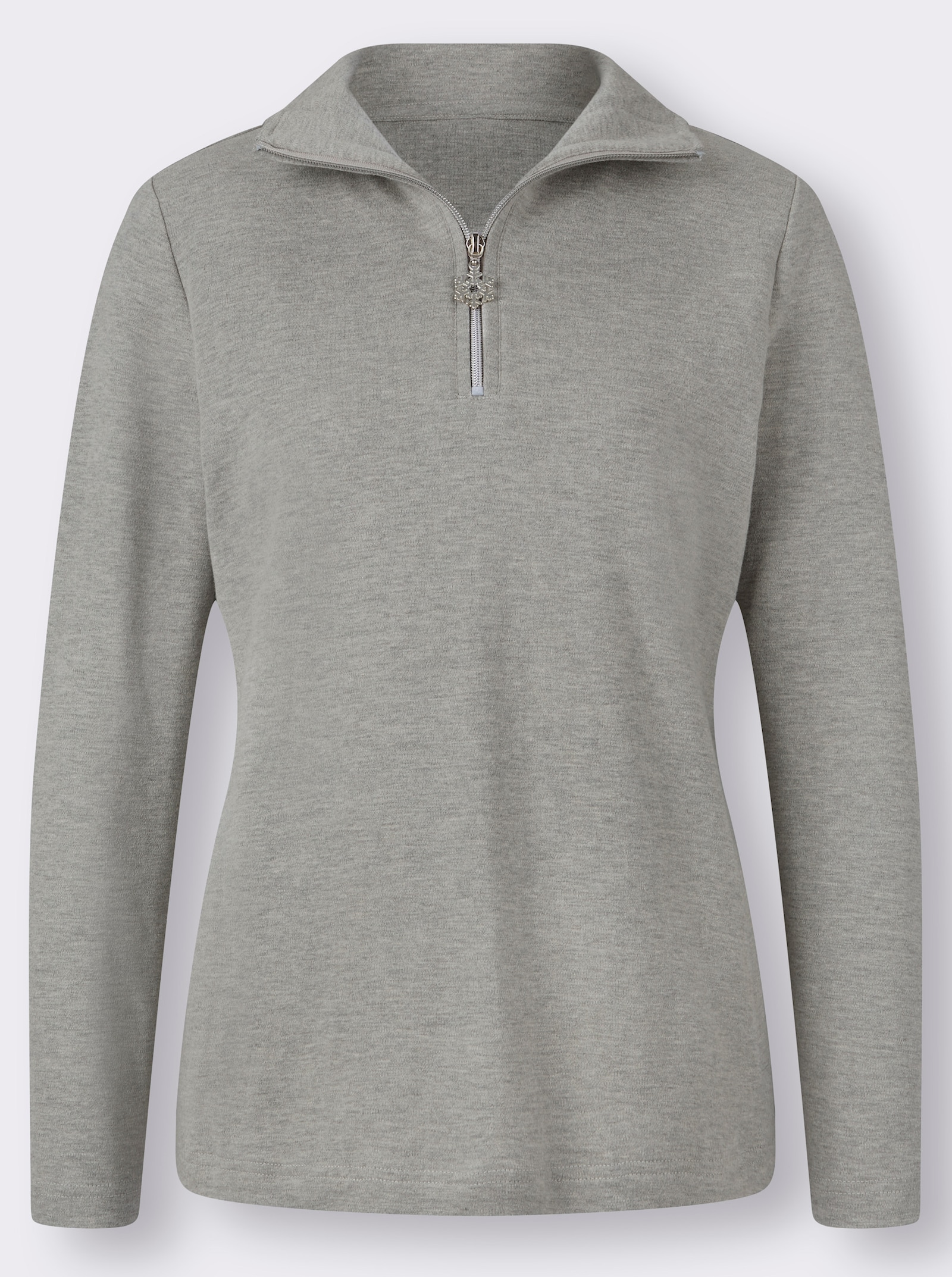 Shirt met lange mouwen en sneeuwvlokhanger - grijs gemêleerd