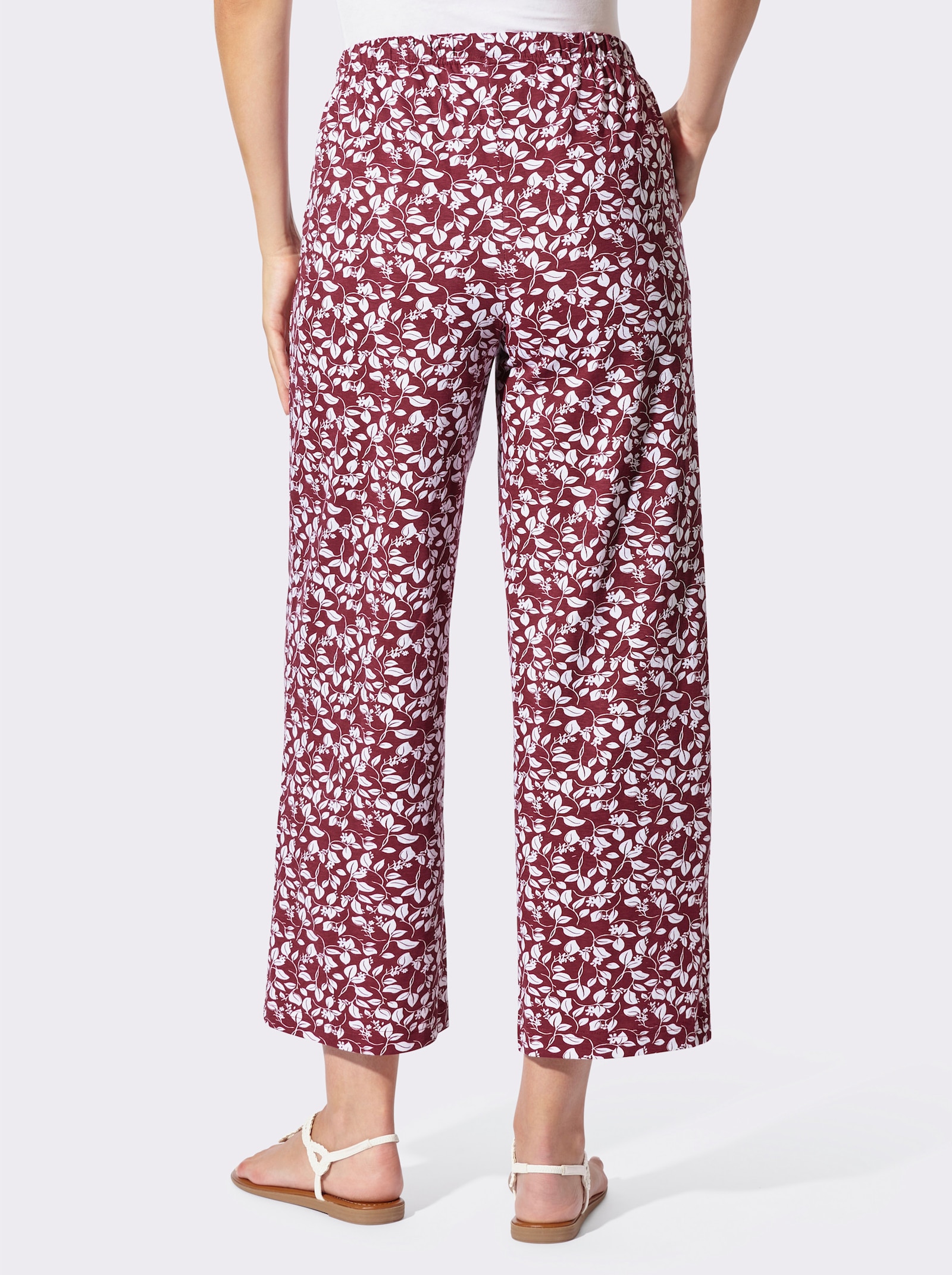 Schlupfhose mit Taschen - dunkelrot-weiß-bedruckt