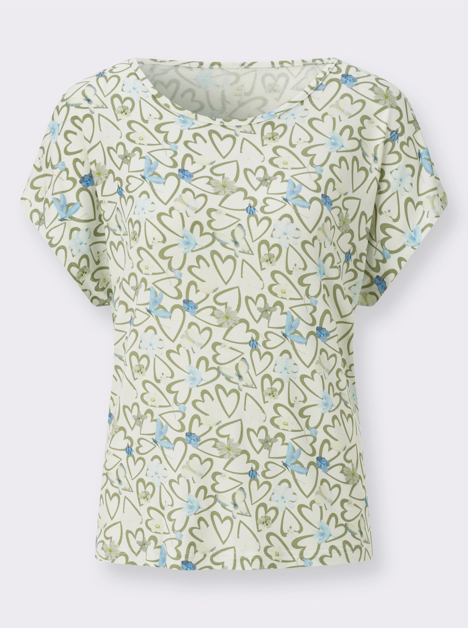 Print-Shirt im Allover-Dessin - ecru-schilf-bedruckt