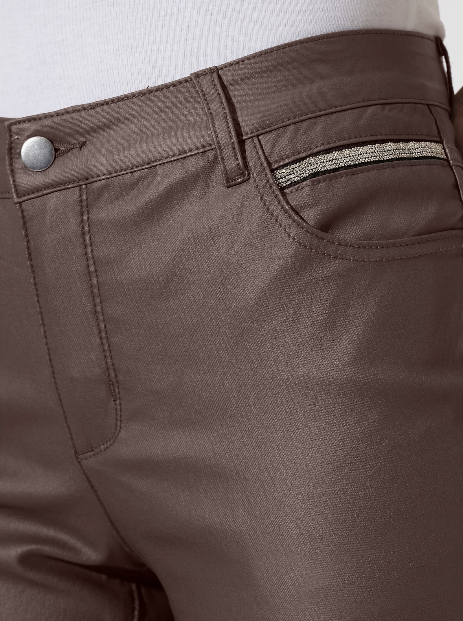 heine Ankle-Jeans mit Glanz-Beschichtung - schoko