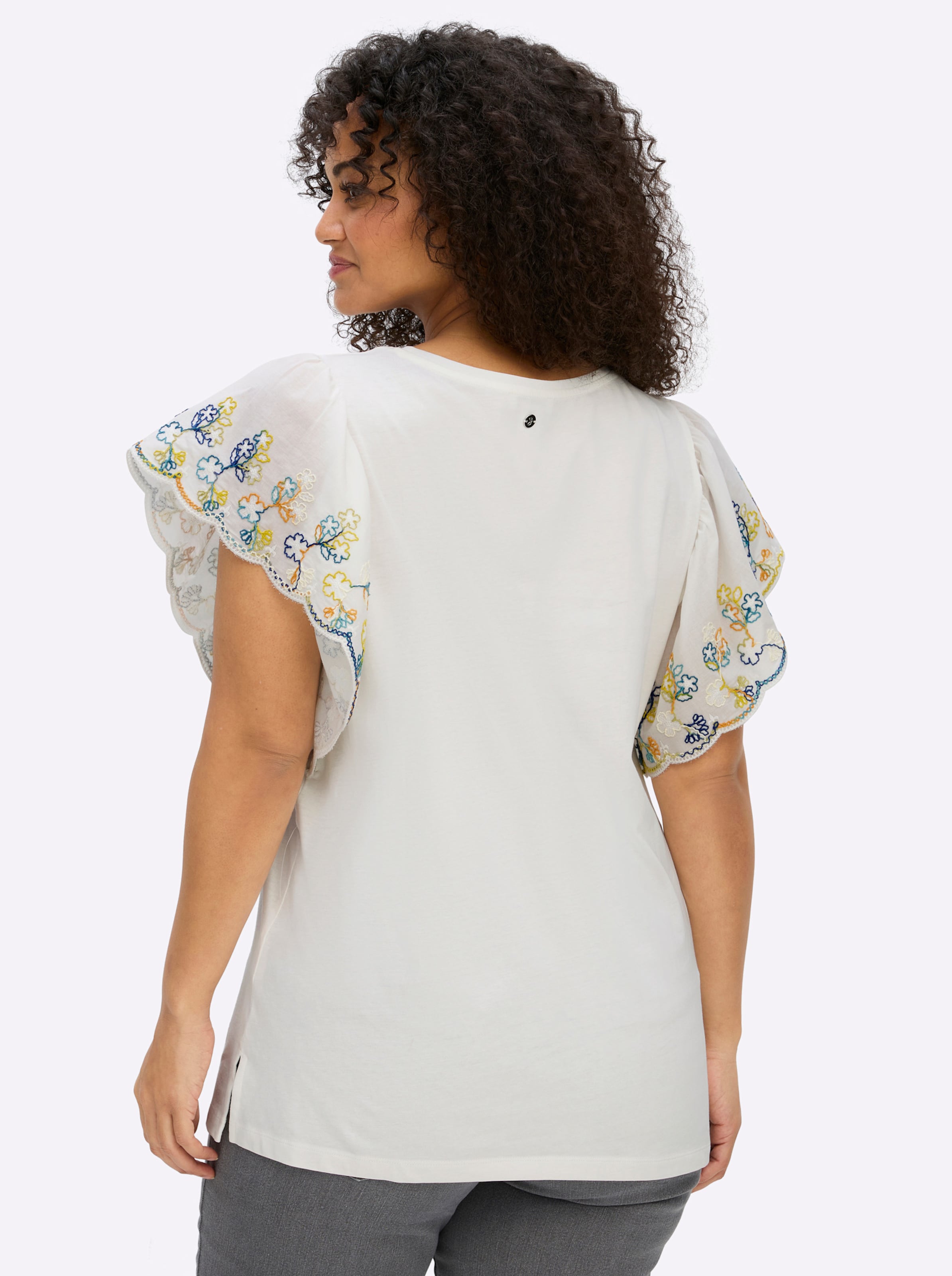 Sheego Damen Ecru-Royalblau Shirt - Bild 4