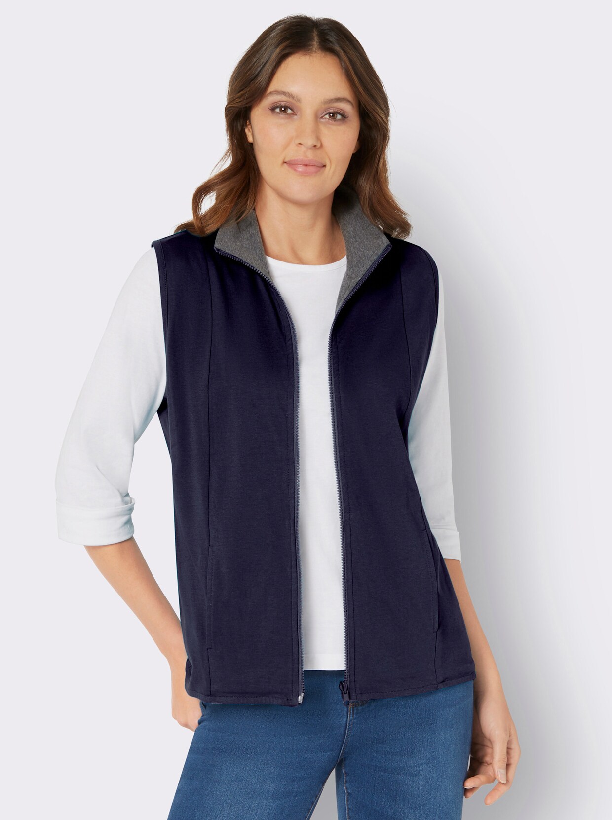 Keerbaar gilet - marine/antraciet gemêleerd