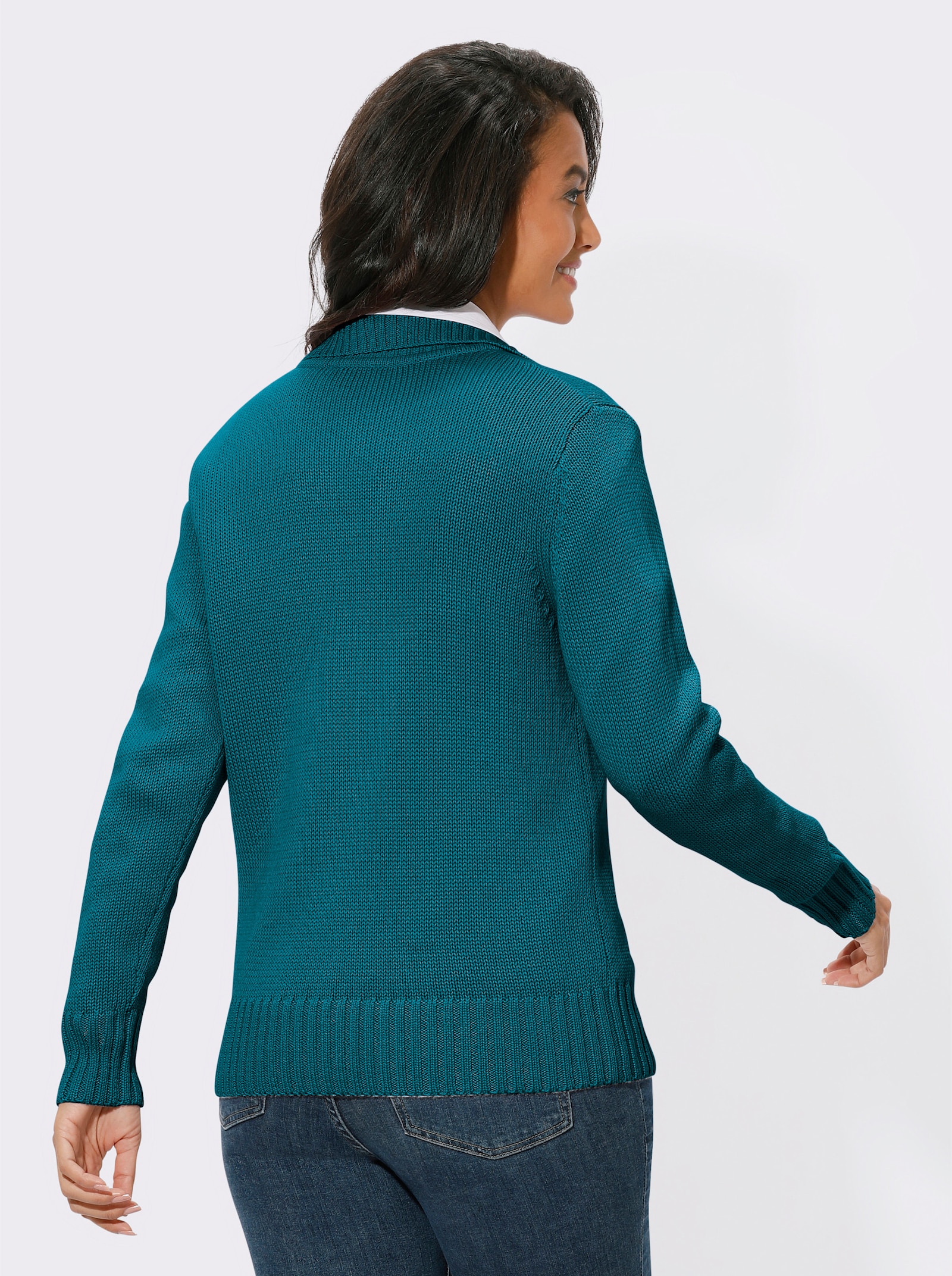 Strickjacke mit 2-Wege-Reißverschluss - petrol