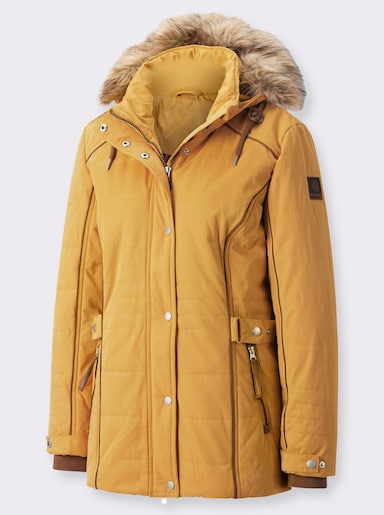 Steppjacke mit Pelz-Imitat, abknöpfbar - ocker