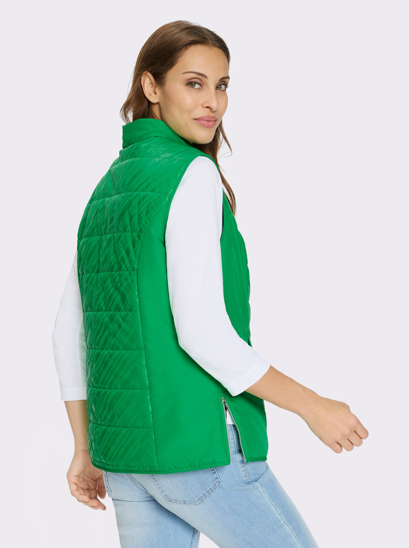 Steppweste mit 2 Nahttaschen - grasgrün