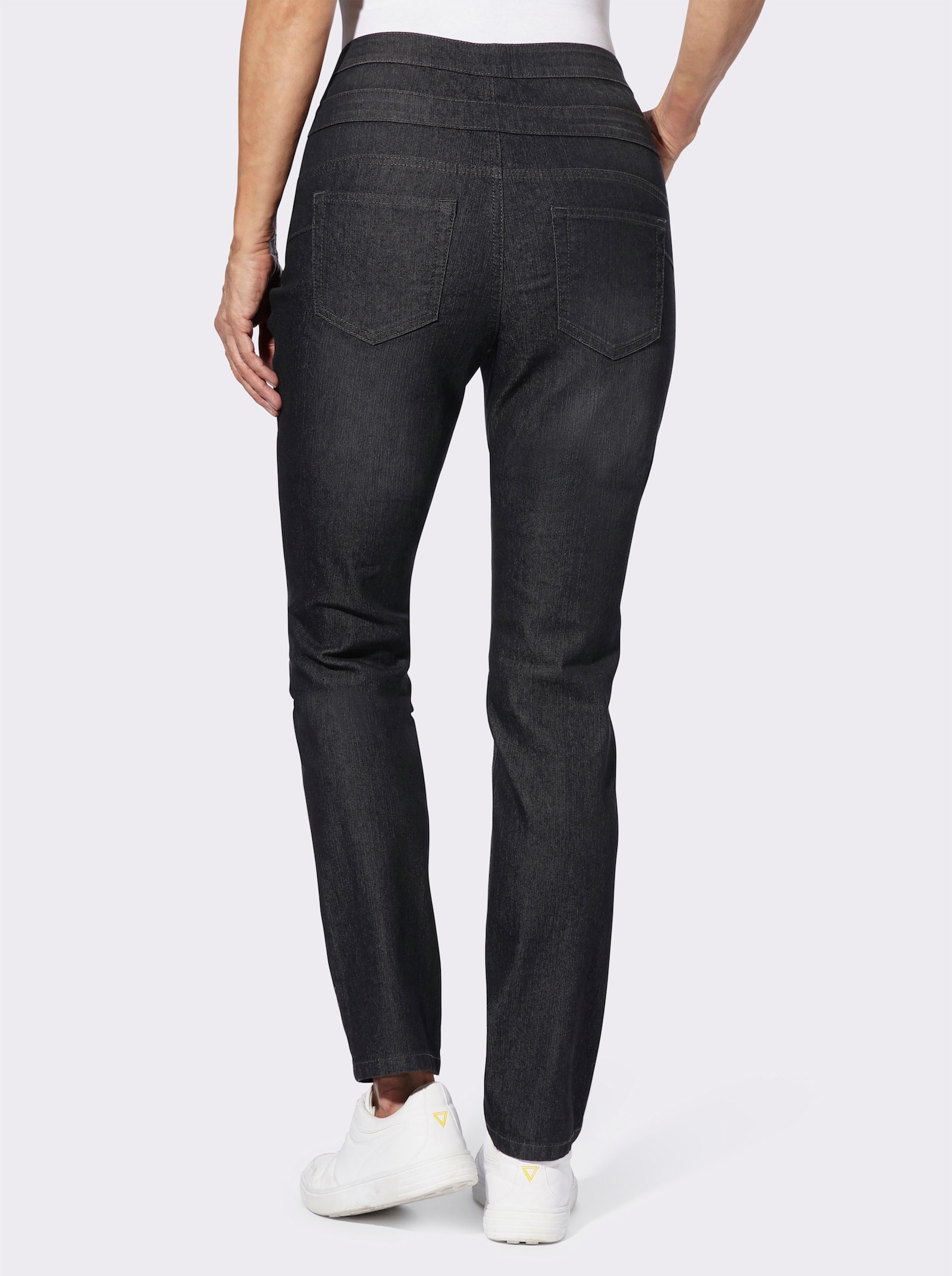 Jeans mit hohem Bund - black-denim