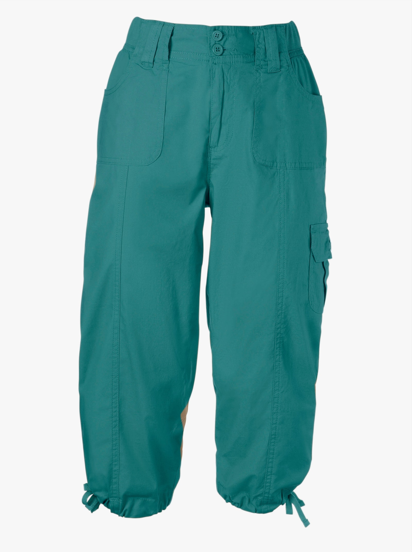 Caprihose mit weitenverstellbarem Saum - petrol