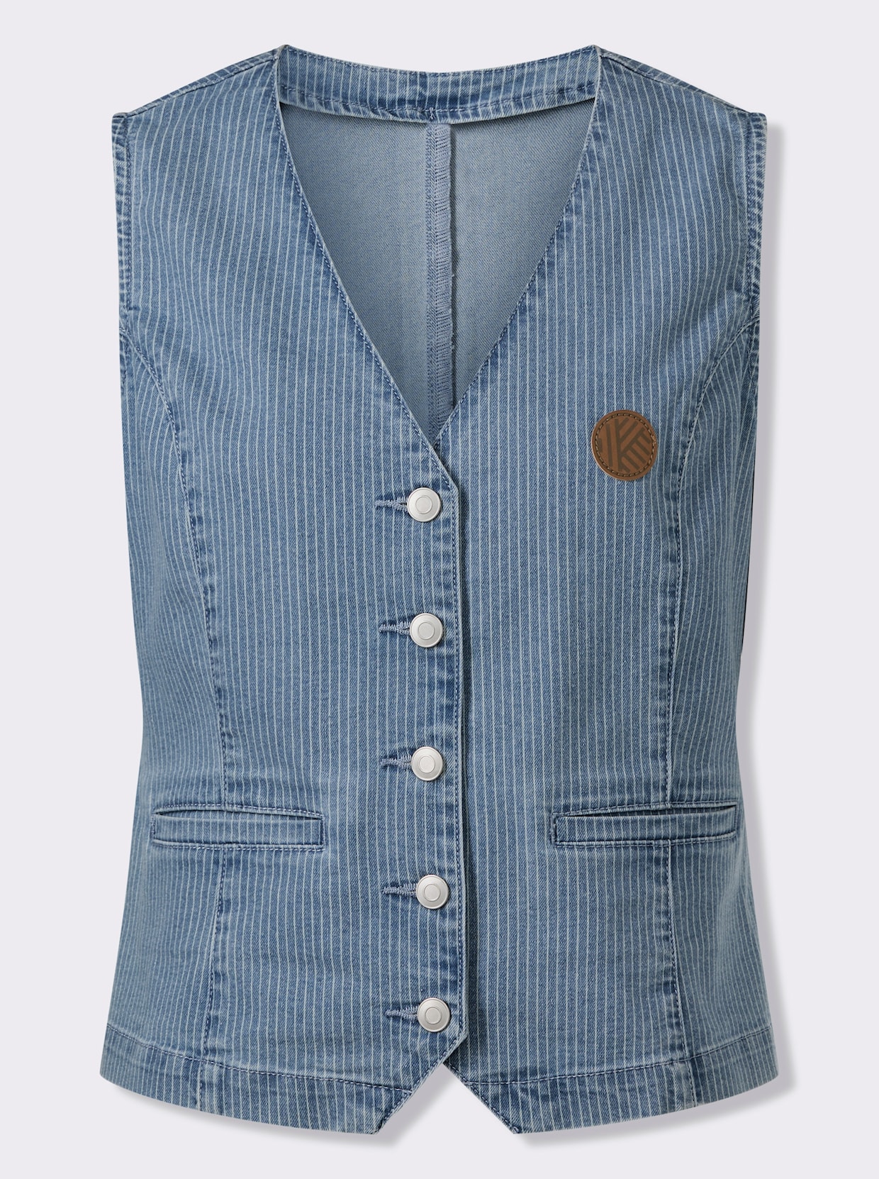 Jeansweste im Streifen-Dessin - blue-bleached-gestreift