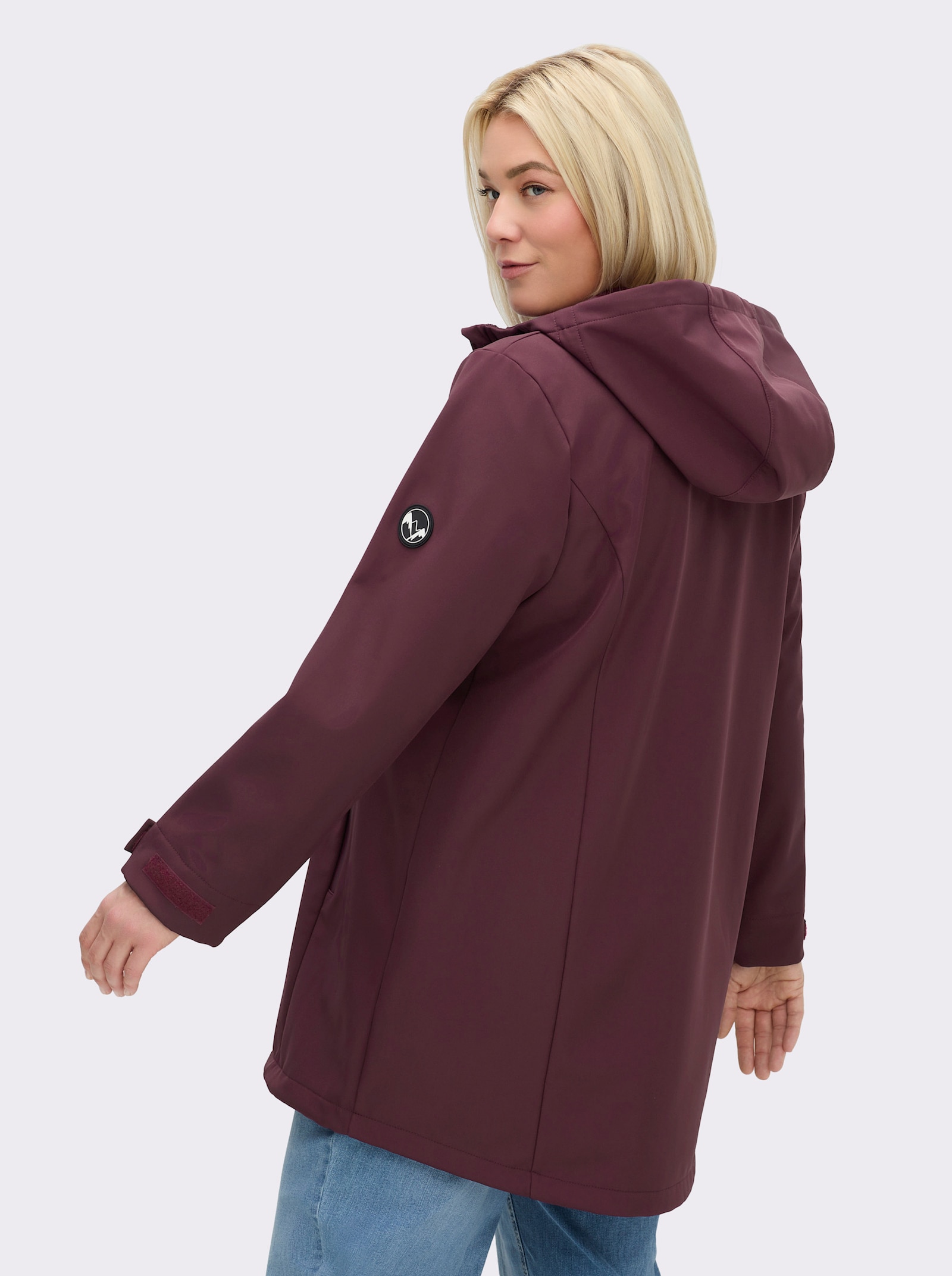sheego Veste Softshell avec coulisse intégrée - lie-de-vin