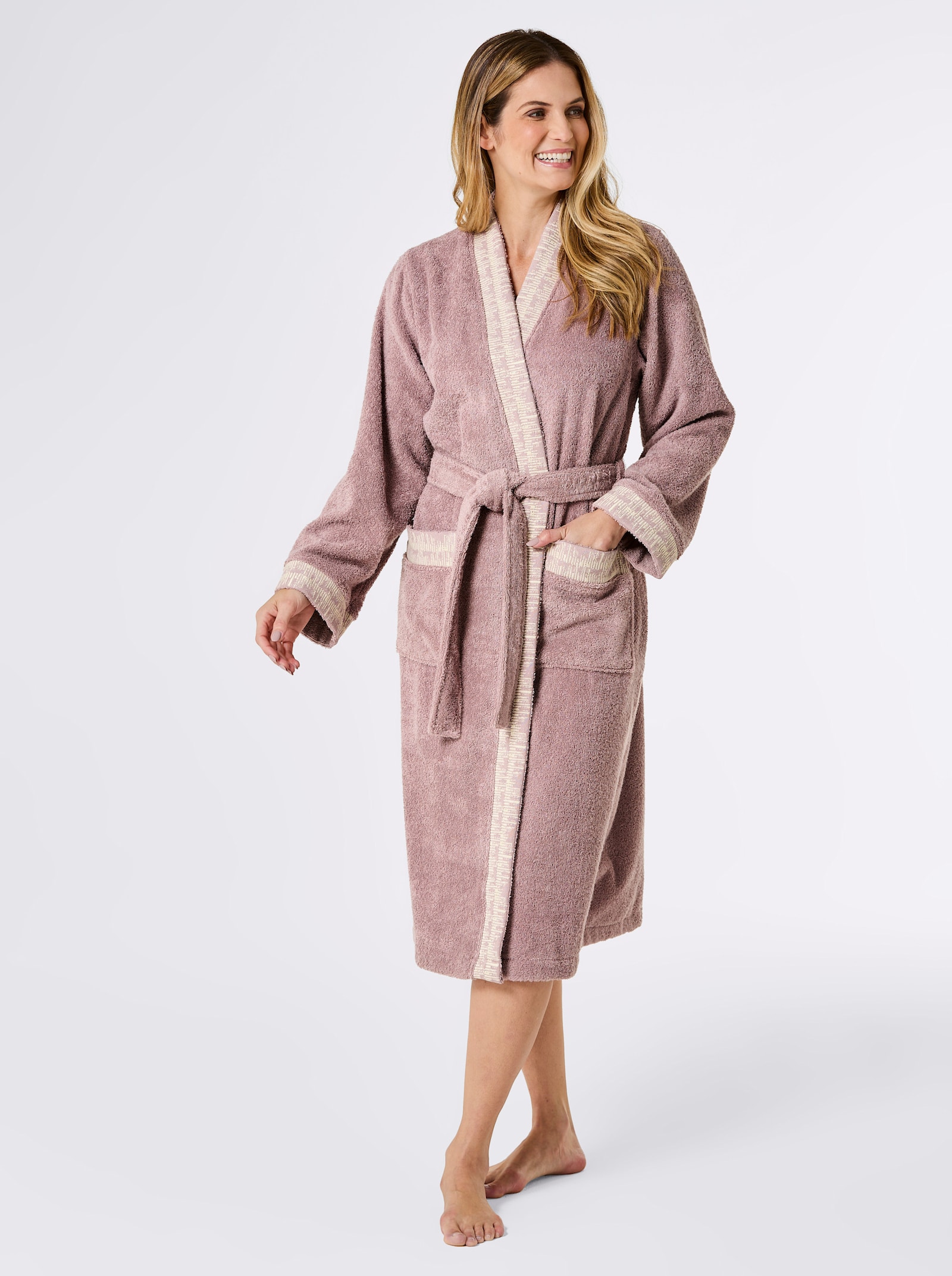 Plantier Bademantel - mauve-ecru