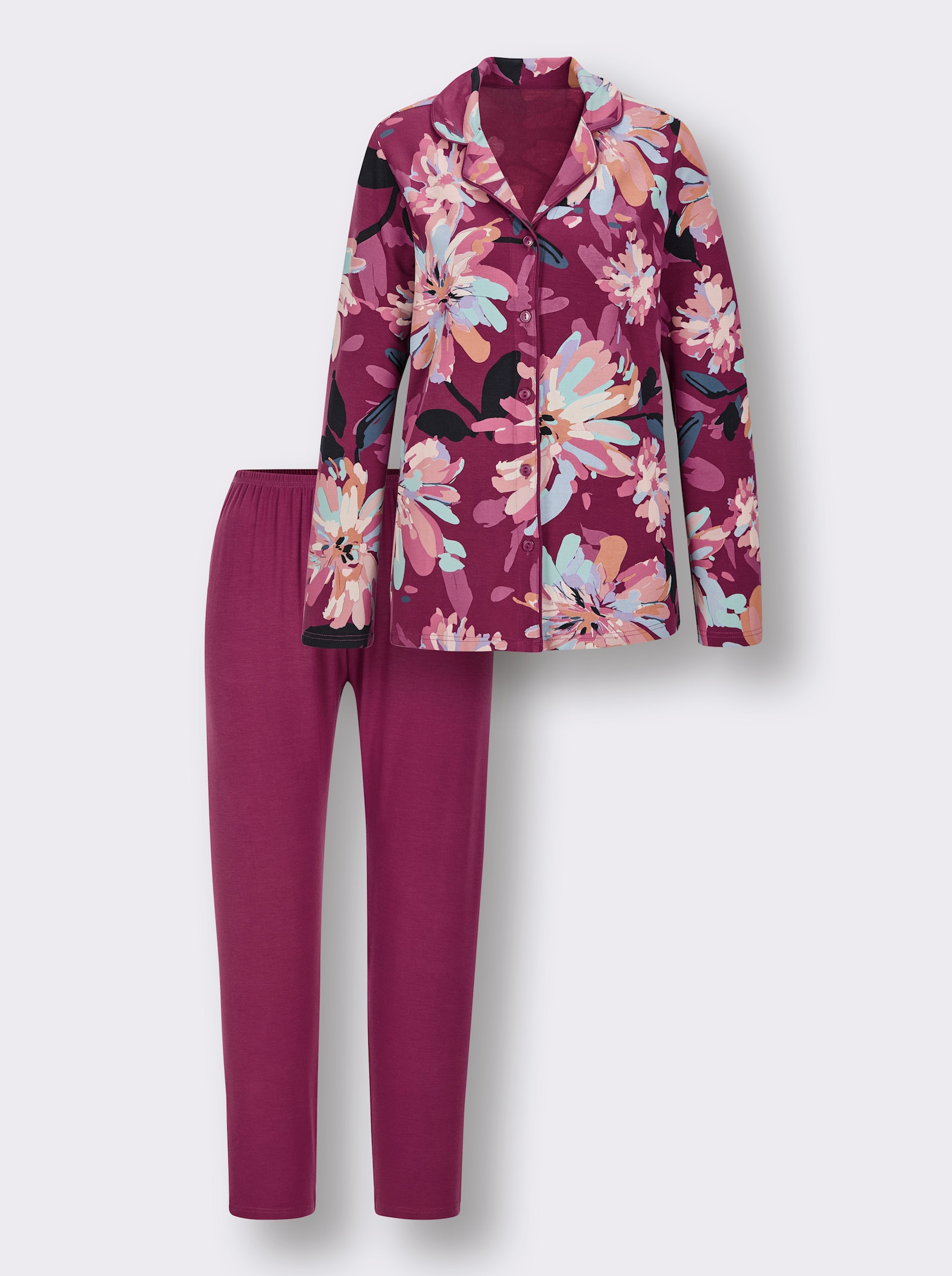 wäschepur Pyjama - mauve-bleu fumée imprimé