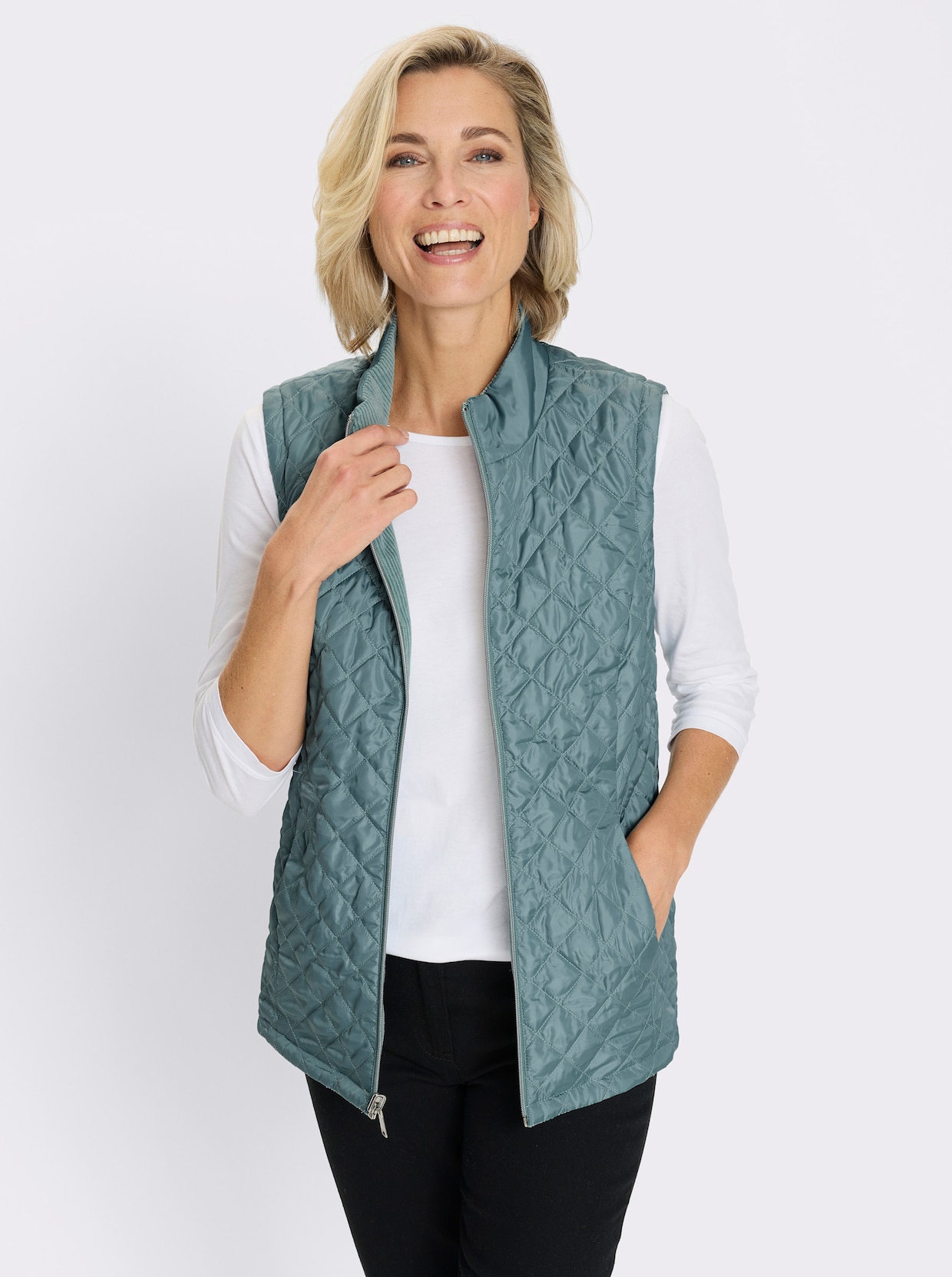 Keerbaar gilet met opstaande kraag - jade