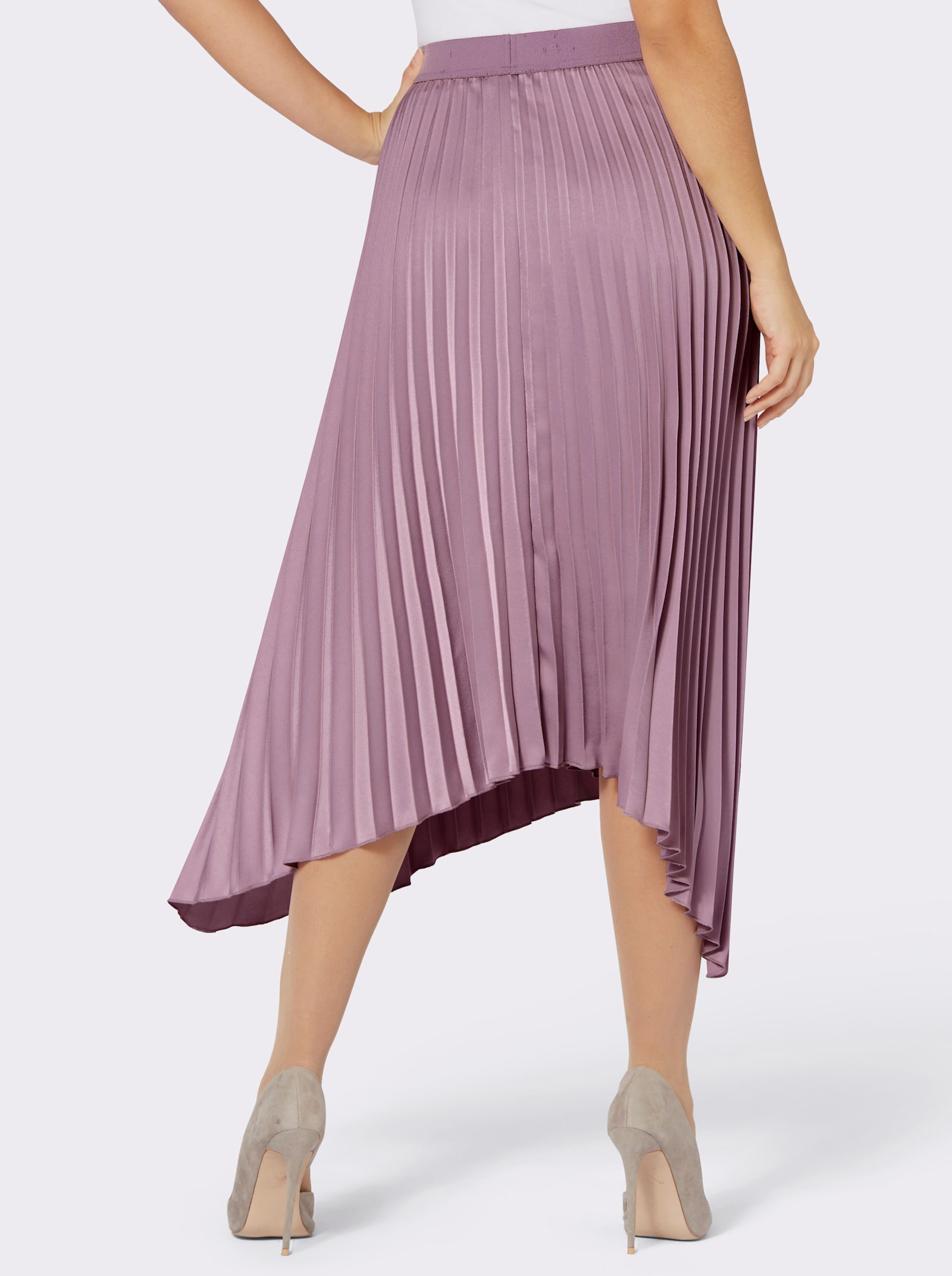 Plisseerock aus schimmerndem Matt-Satin - mauve