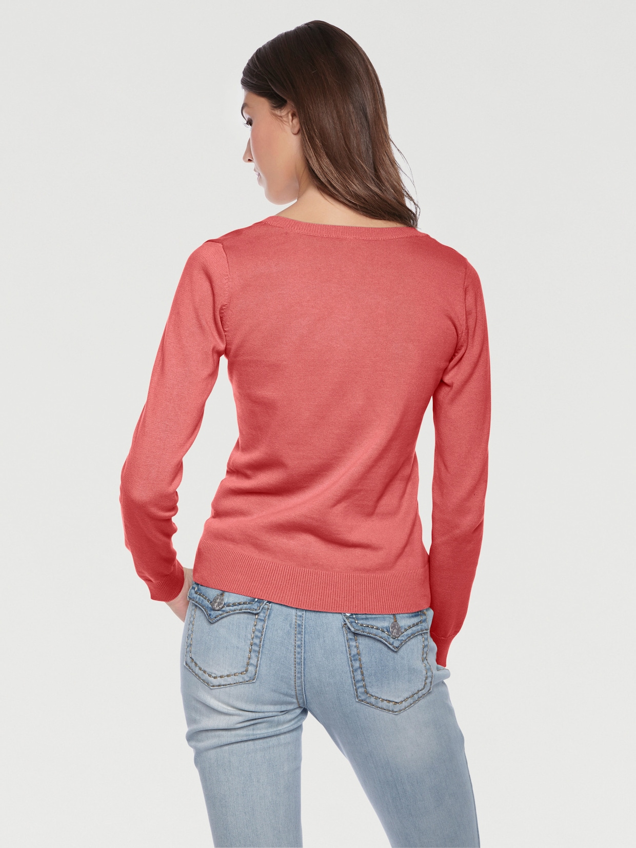 heine Pullover met ronde hals - koraal