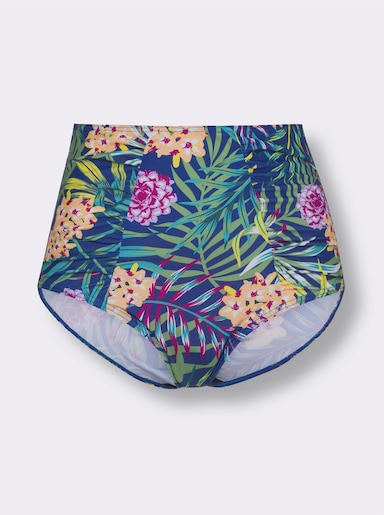 Bikini-Hose mit Raffung - royalblau-bedruckt