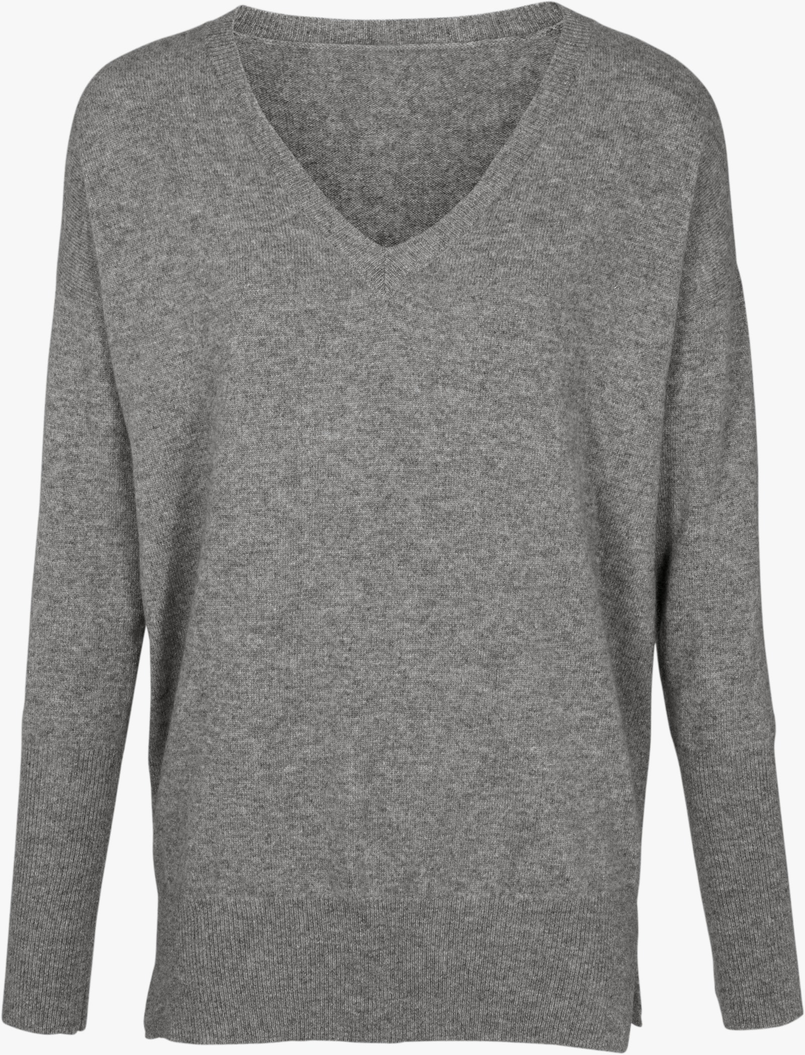 heine Kaschmirpullover mit V-Ausschnitt - grau-melange