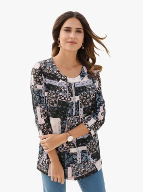 Longshirt - schwarz-gemustert