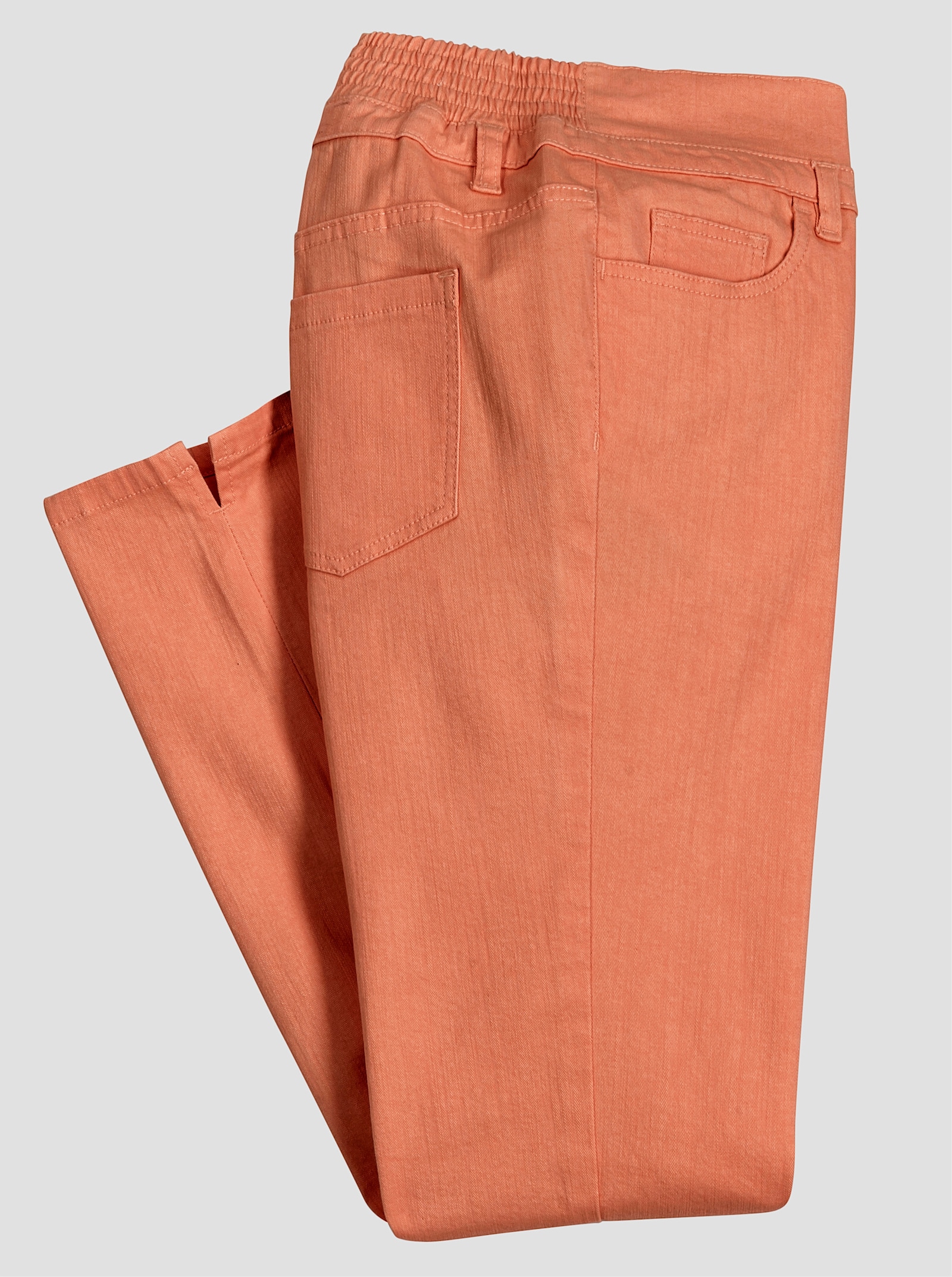 7/8-Hose mit Smok-Einsatz am Bund - papaya
