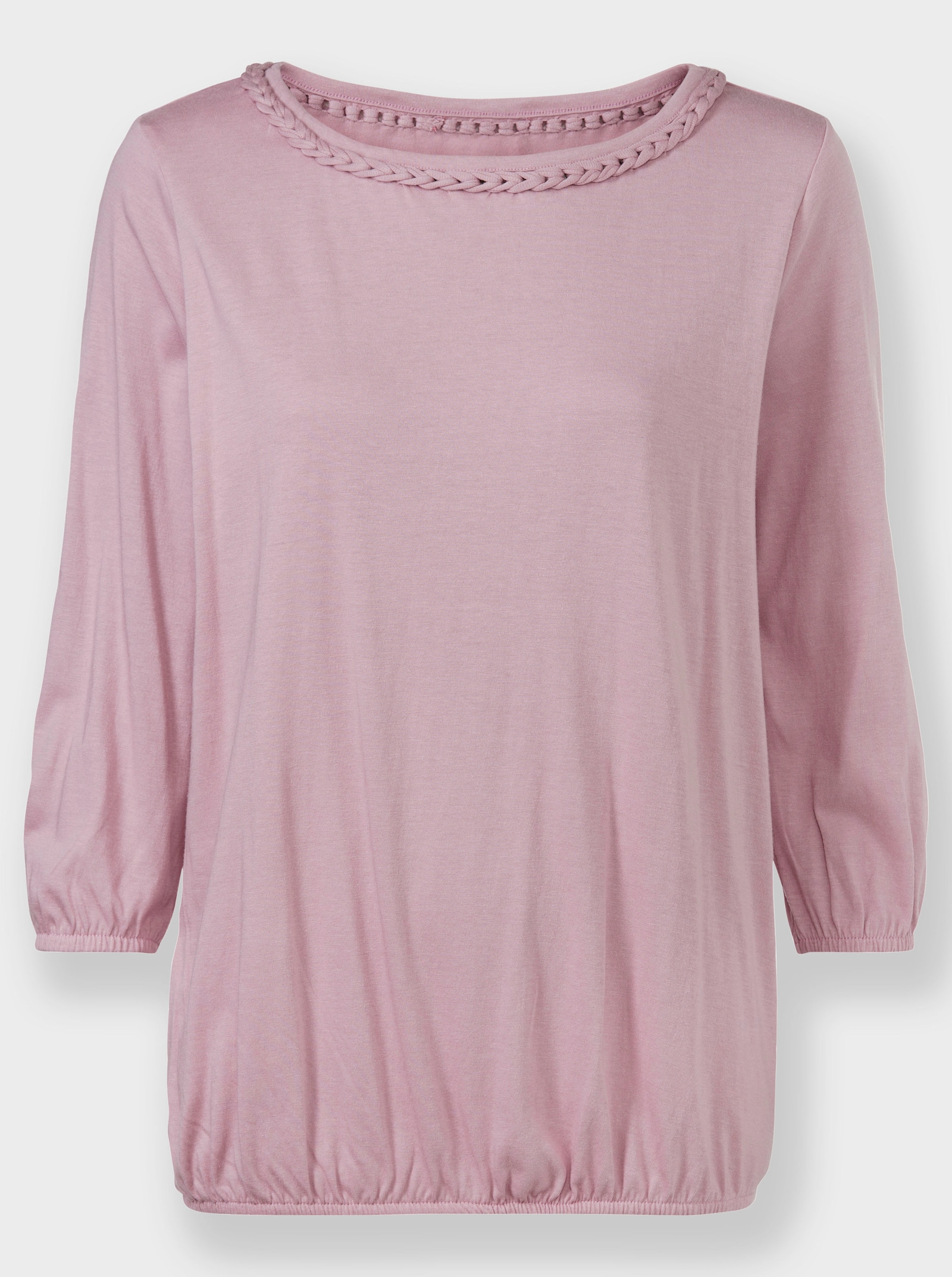 Shirt met 3/4-mouwen en elastische boordjes - mauve