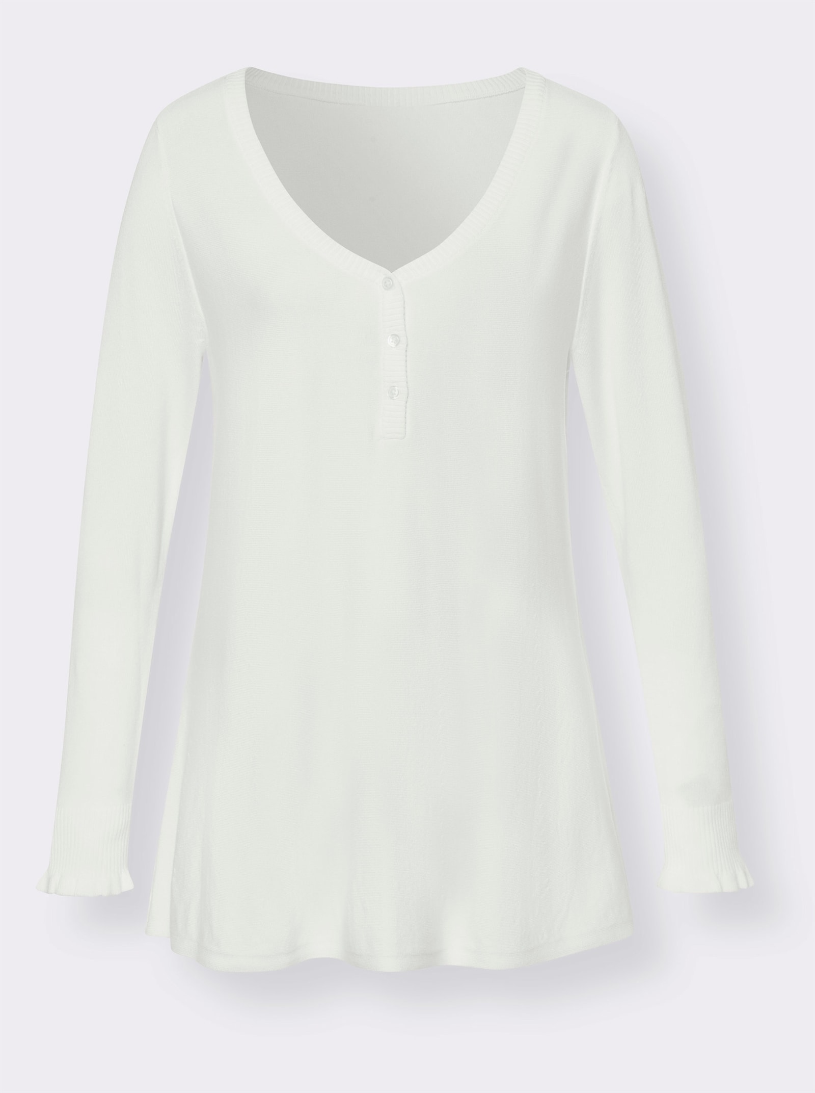 heine Longpullover Mit V-Ausschnitt, gerippt - ecru