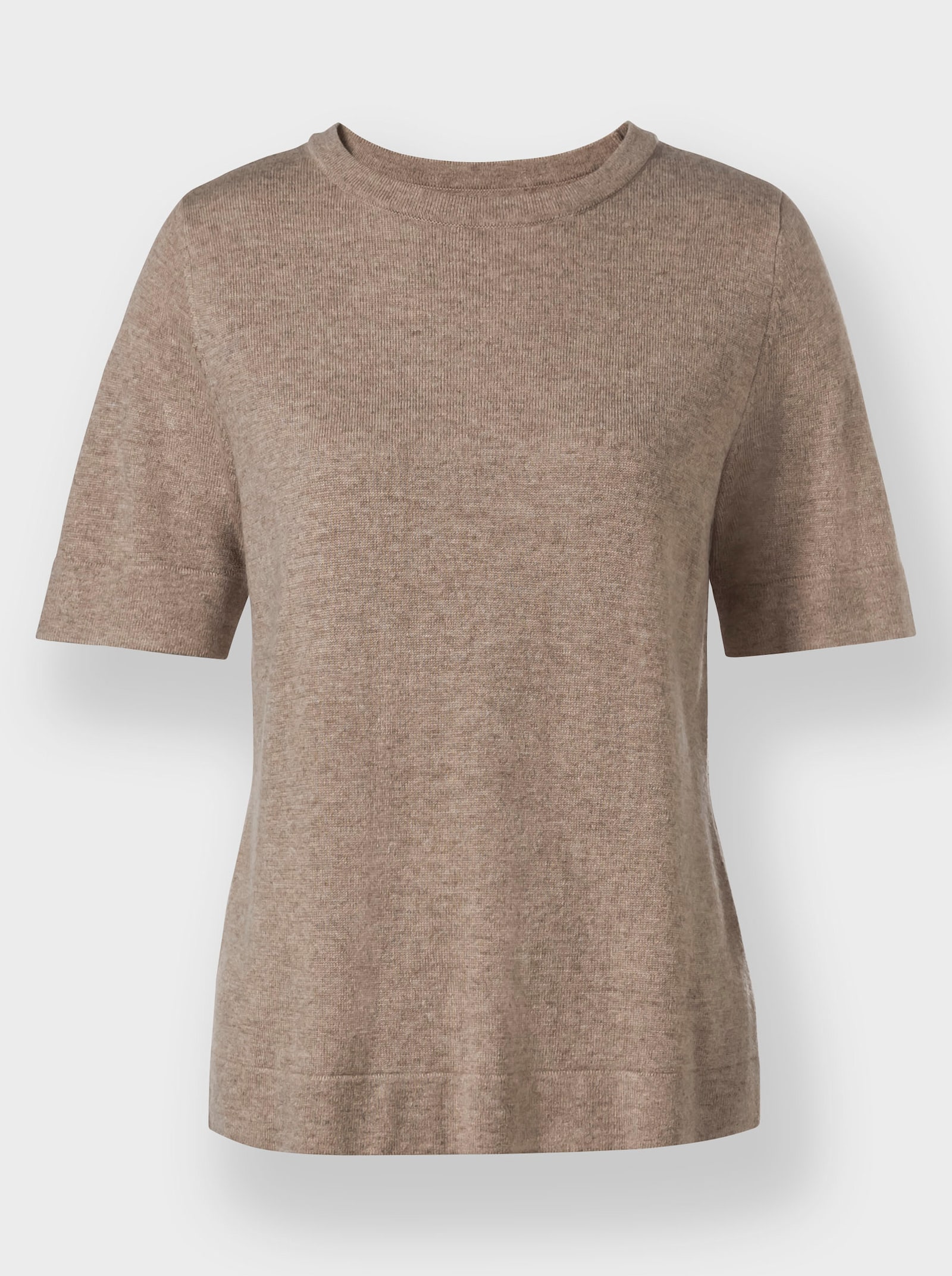 Kurzarmpullover mit Kaschmir-Anteil - sesam-meliert