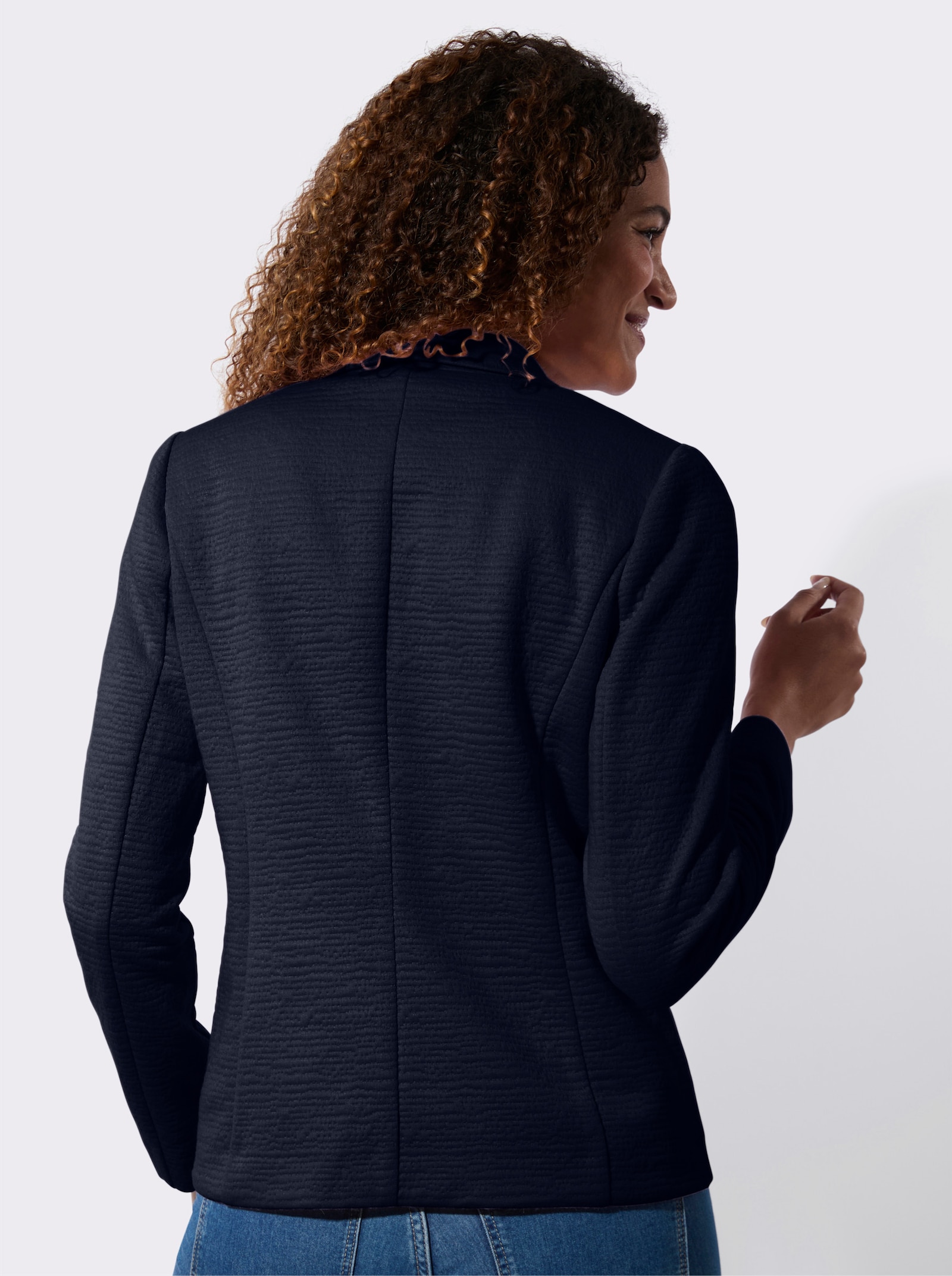 Džersej. blejzer z interlocku - námornícka modrá