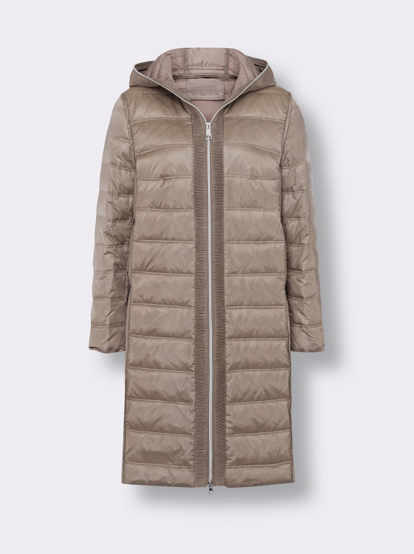 heine Doorgestikte mantel van glanzend materiaal - taupe