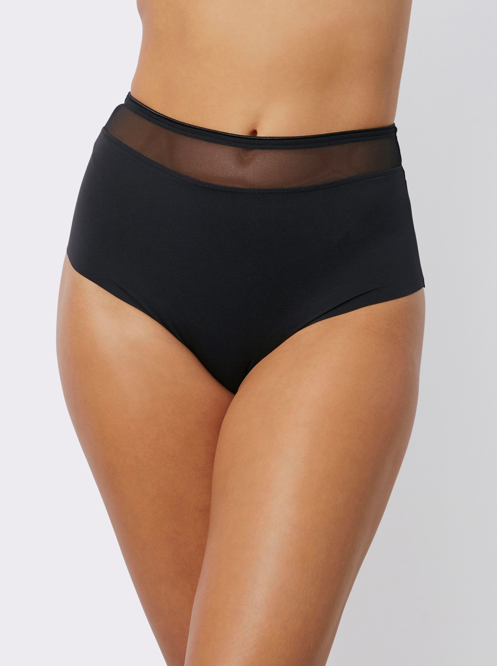 wäschepur Kalhotky s pasem s meshovou vsadkou - černá