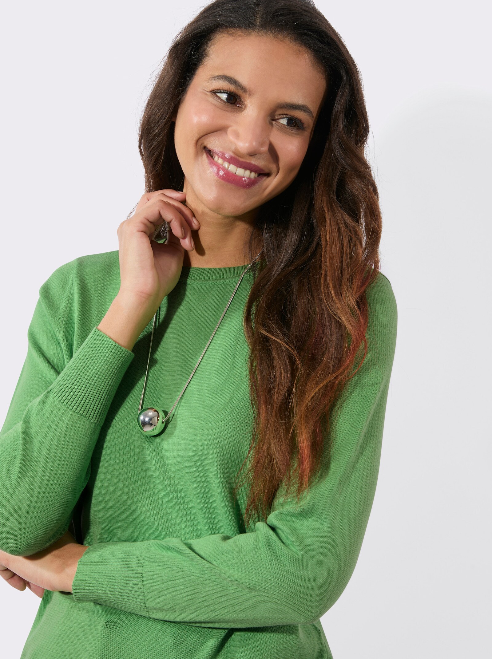 Longpullover in Feinstrick-Qualität - apfel