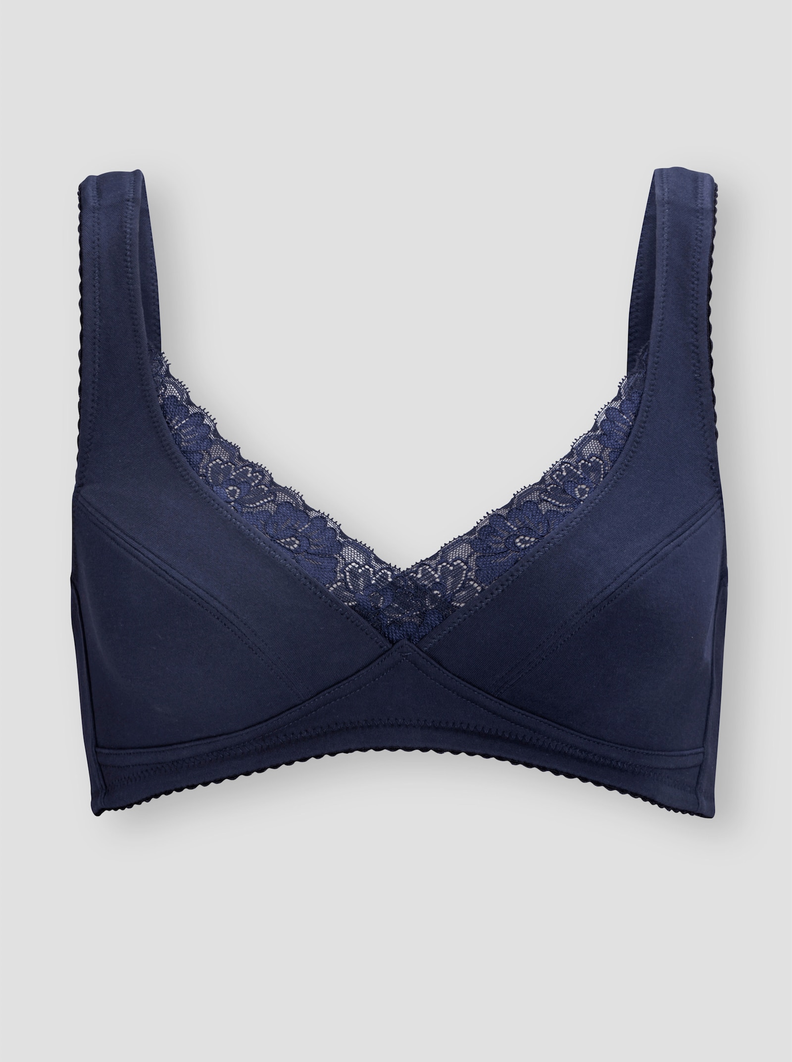 BH ohne Bügel im Doppelpack - weiß-marine-bedruckt + marine