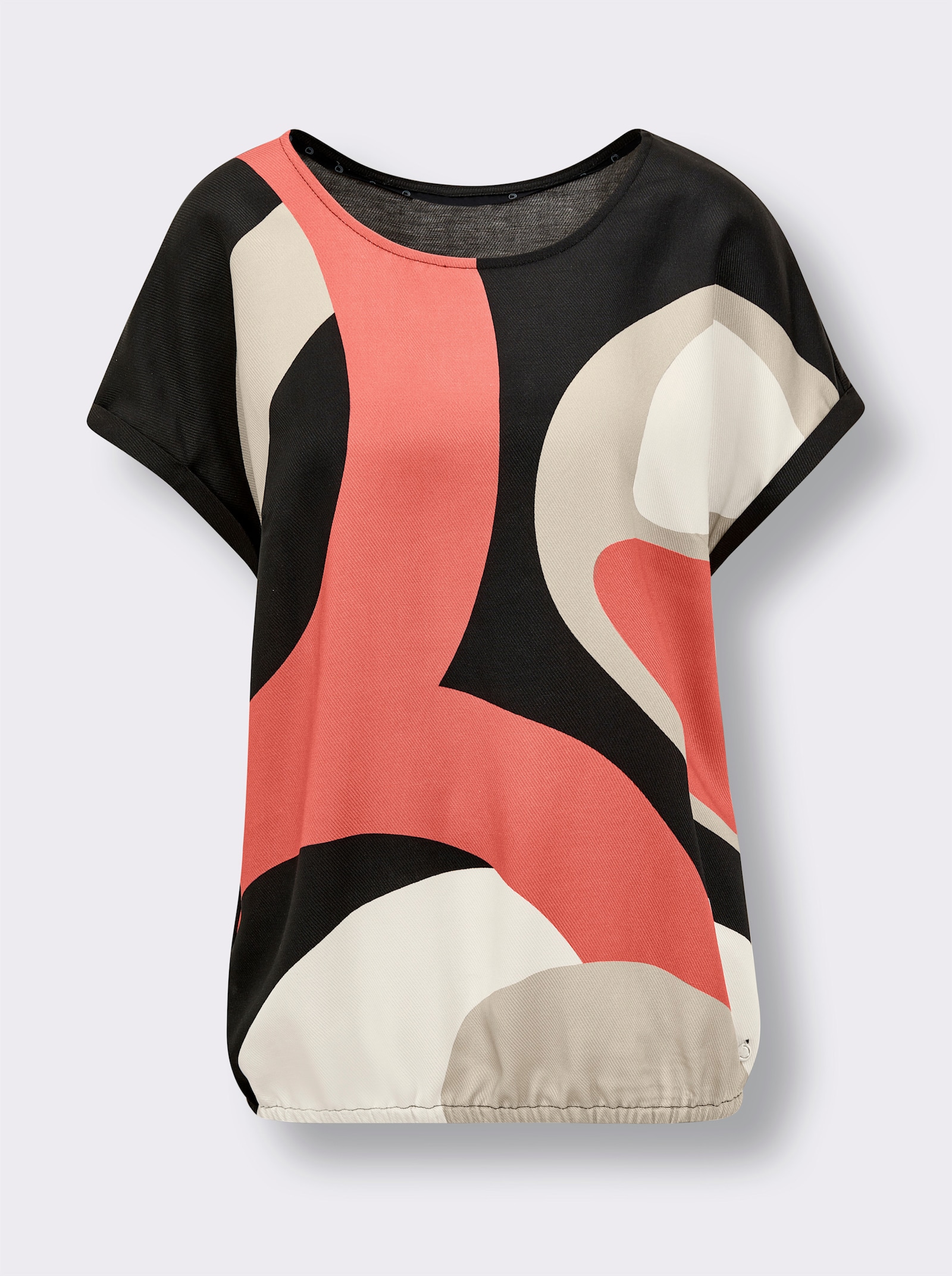 CREATION L PREMIUM Schlupfbluse mit Leinen-Anteil - beige-grapefruit-bedruckt