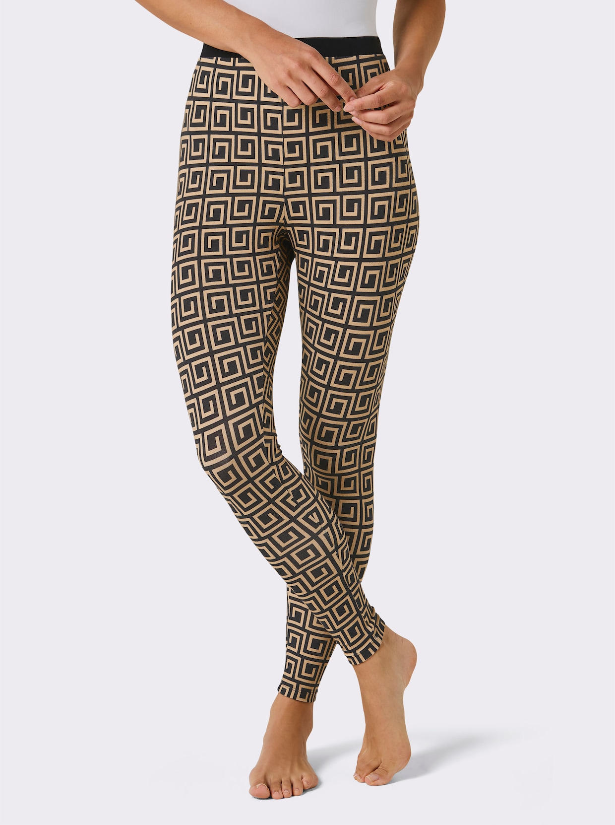 CREATION L PREMIUM Modal-Leggings - schwarz-camel-bedruckt