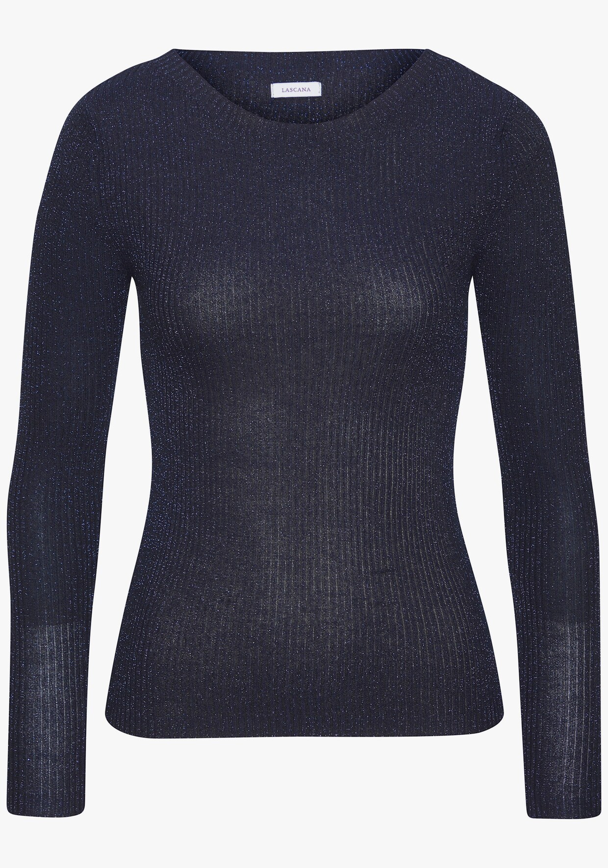 LASCANA Strickpullover - dunkelblau-silberfarben