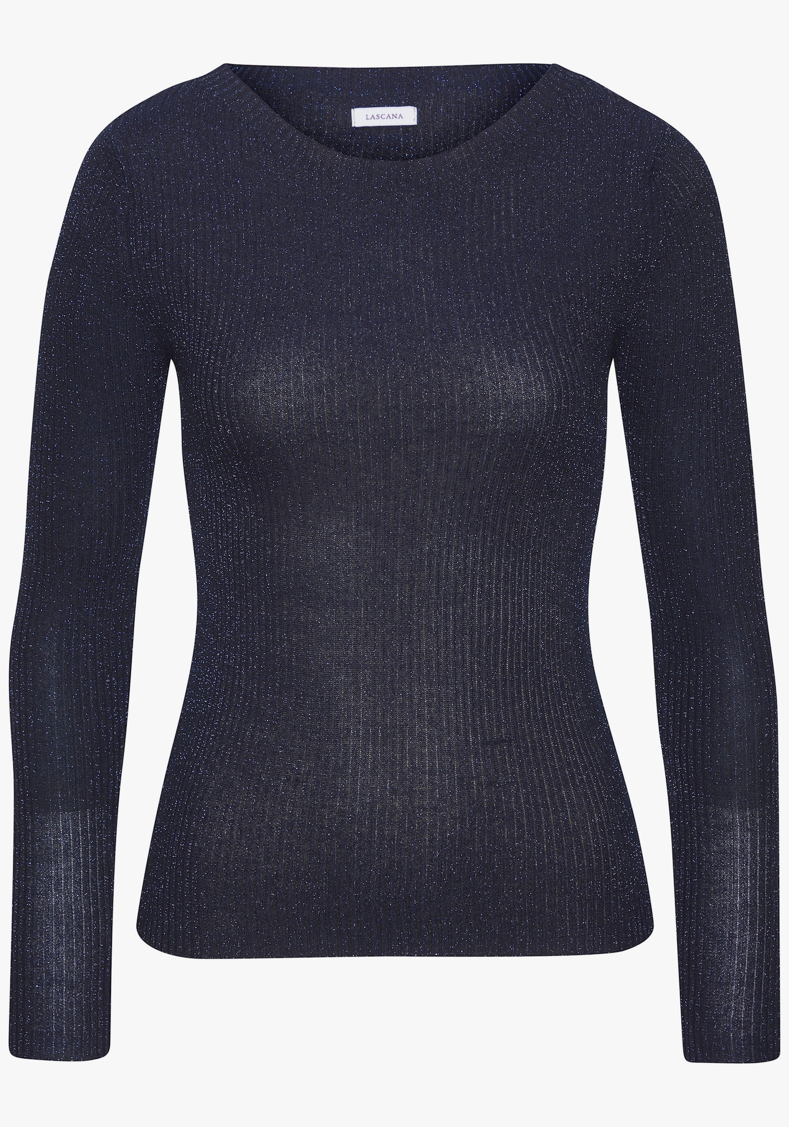 LASCANA Strickpullover - dunkelblau-silberfarben