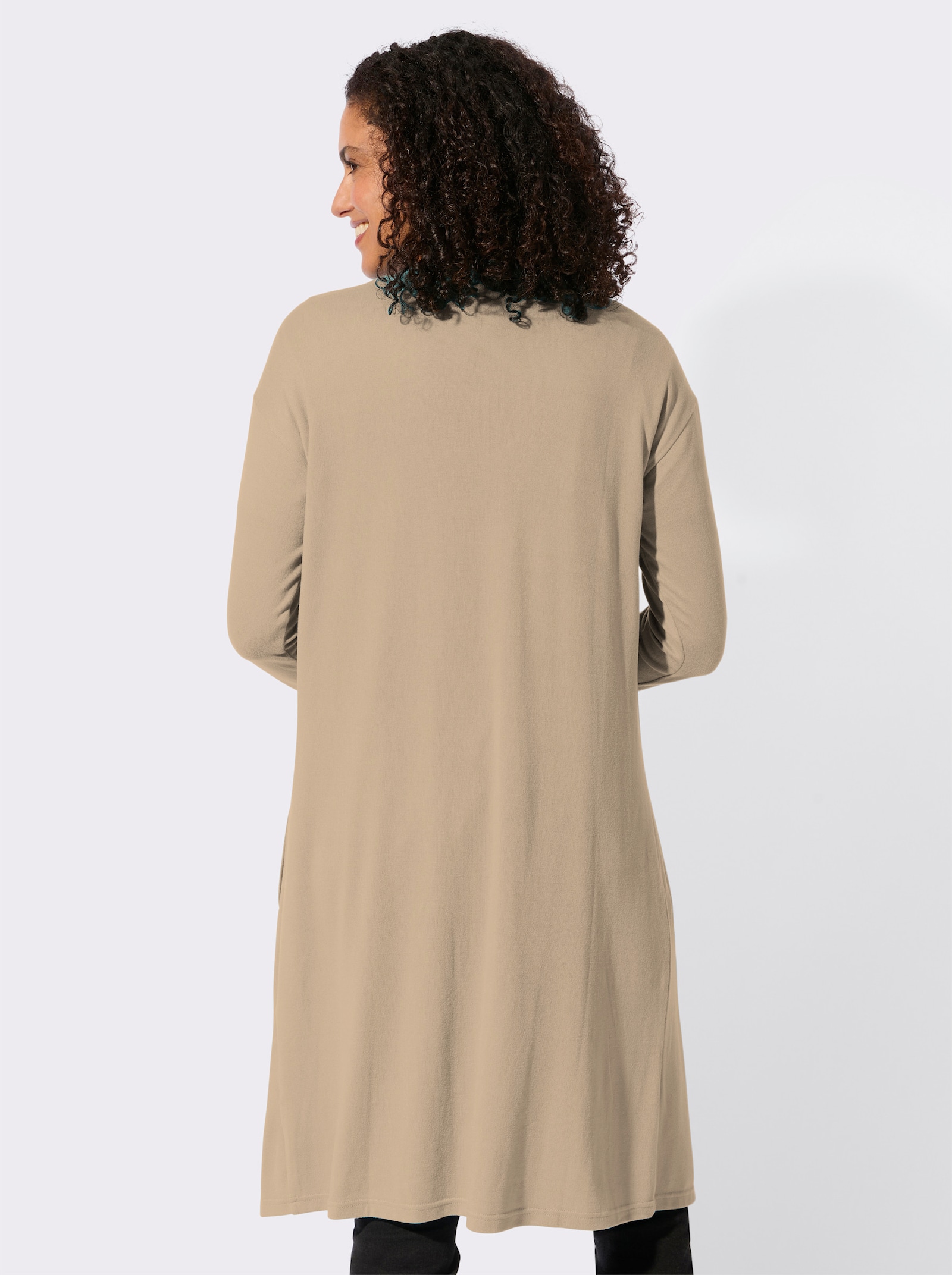 Shirtjacke in offener Form - beige